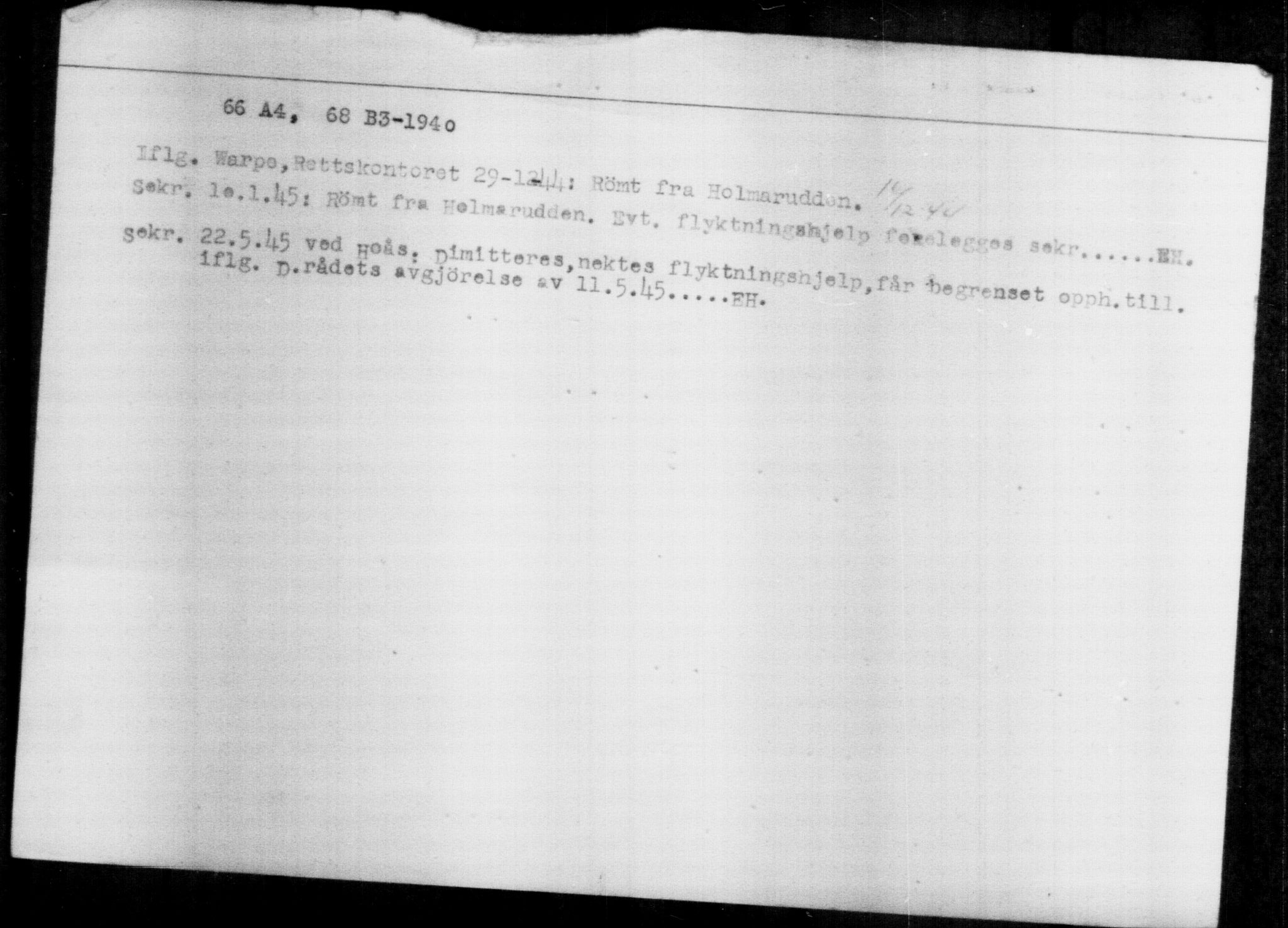 Utenriksstasjonene, Legasjonen i Stockholm, Flyktningkontoret, AV/RA-S-6753/V/Va/L0013: Kjesäterkartoteket, flyktninger med registreringsnr. 31500-34731, 1940-1945, p. 1890