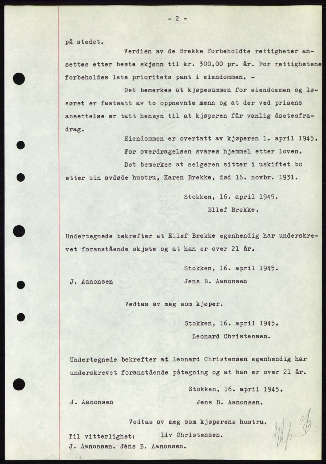 Nedenes sorenskriveri, AV/SAK-1221-0006/G/Gb/Gba/L0052: Mortgage book no. A6a, 1944-1945, Diary no: : 317/1945