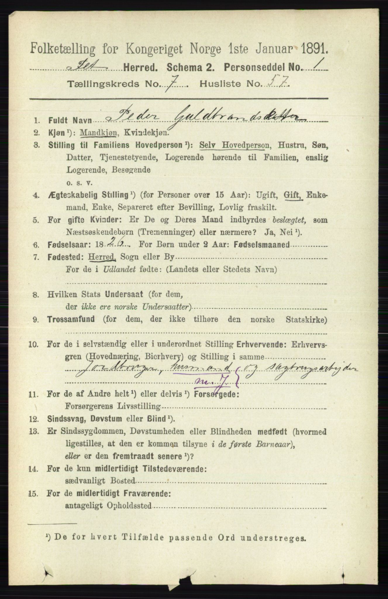 RA, 1891 census for 0227 Fet, 1891, p. 2768