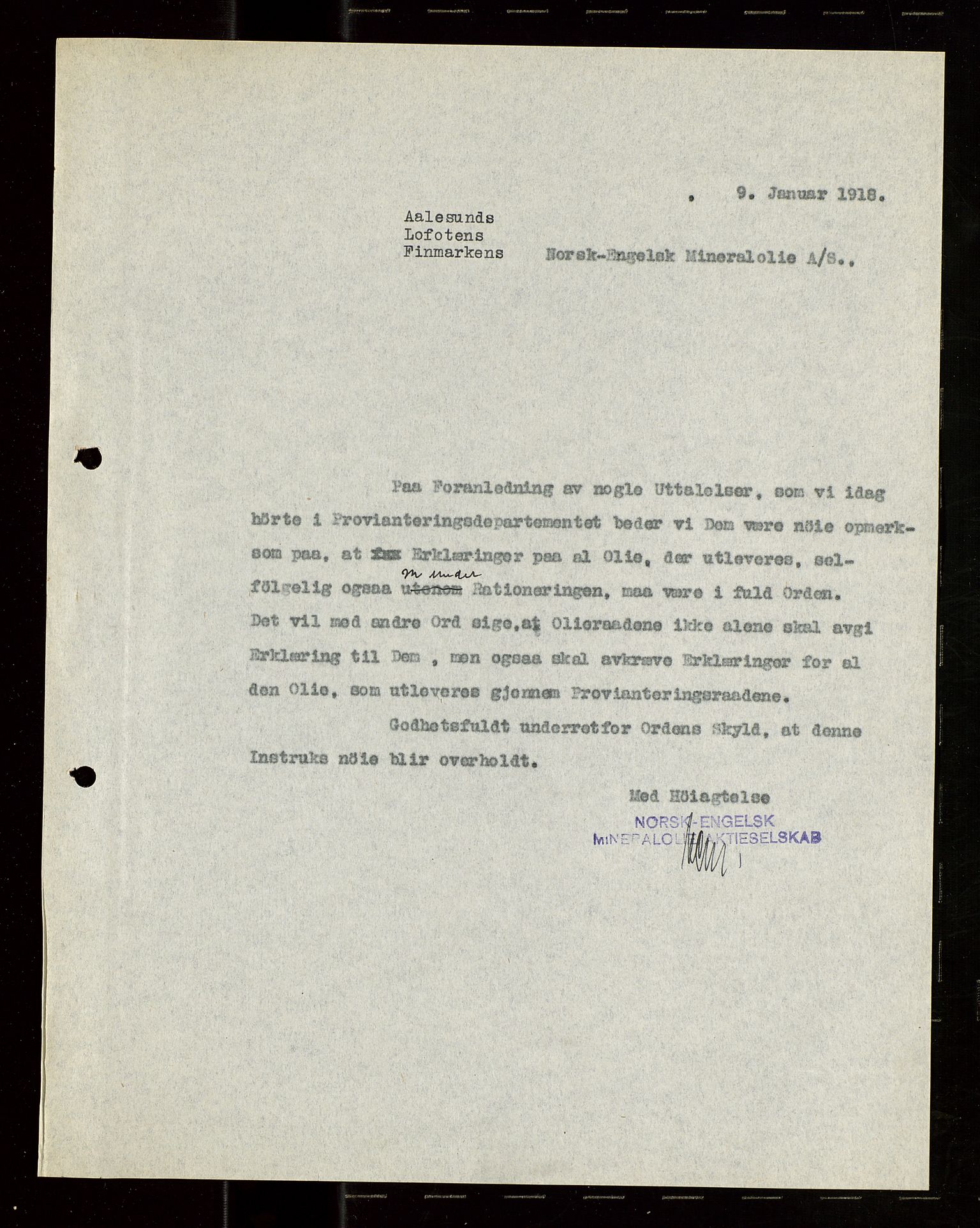 Pa 1521 - A/S Norske Shell, AV/SAST-A-101915/E/Ea/Eaa/L0021: Sjefskorrespondanse, 1918, p. 81