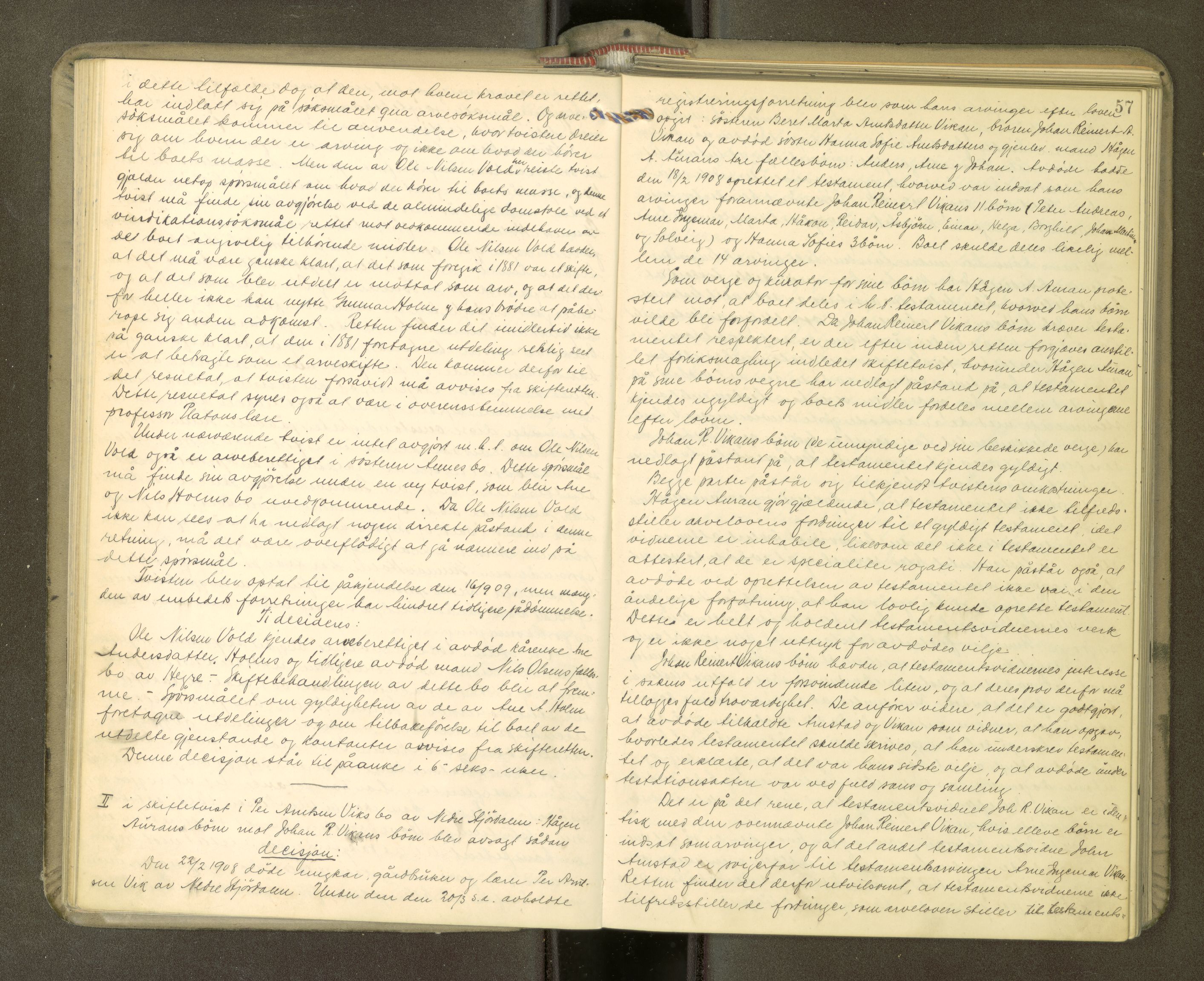 Stjør- og Verdal sorenskriveri, AV/SAT-A-4167/1/3/3B/L0011: Skifteforhandlingsprotokoll, 1909-1912, p. 57