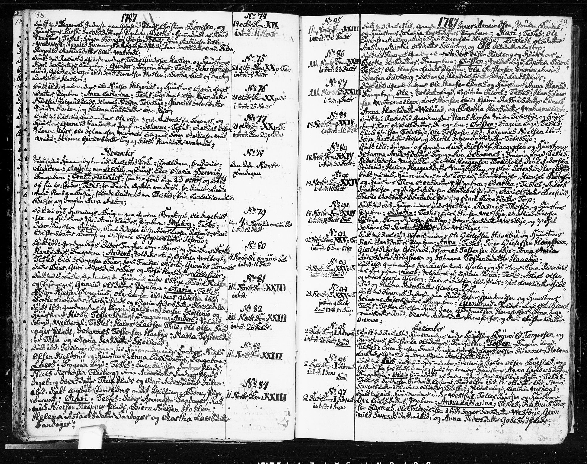 Rakkestad prestekontor Kirkebøker, SAO/A-2008/F/Fa/L0005: Parish register (official) no. I 5, 1784-1814, p. 38-39