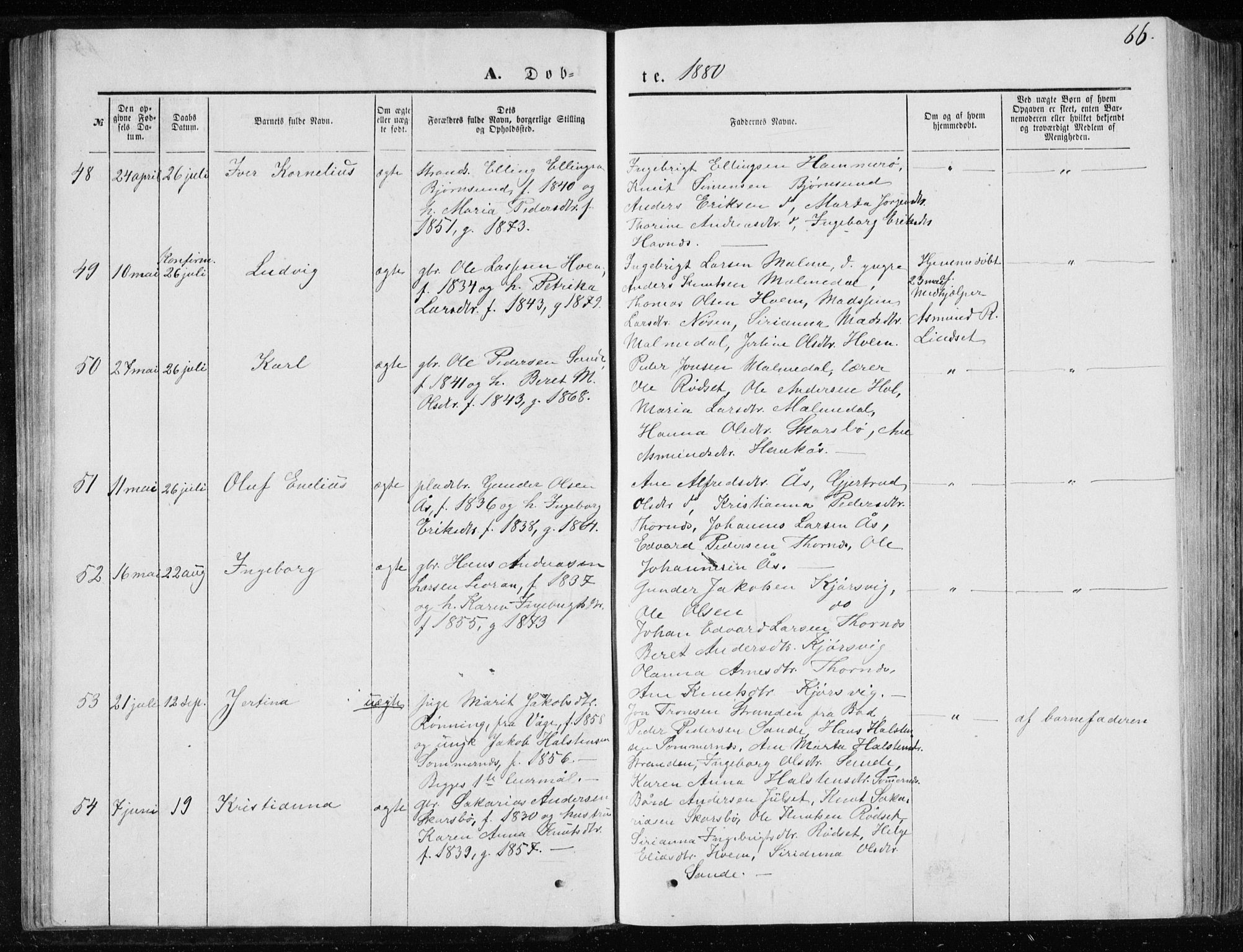 Ministerialprotokoller, klokkerbøker og fødselsregistre - Møre og Romsdal, AV/SAT-A-1454/565/L0754: Parish register (copy) no. 565C03, 1870-1896, p. 66