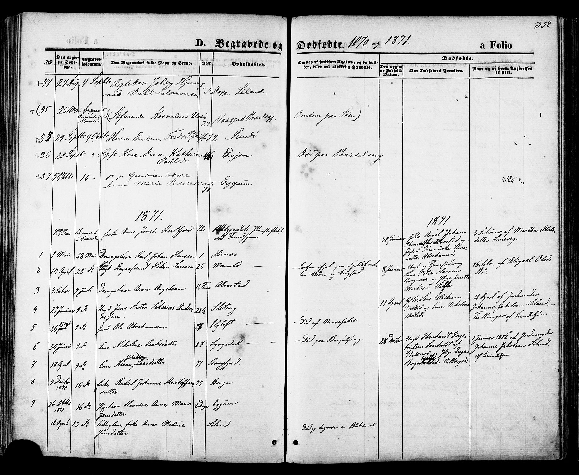 Ministerialprotokoller, klokkerbøker og fødselsregistre - Nordland, SAT/A-1459/880/L1132: Parish register (official) no. 880A06, 1869-1887, p. 352