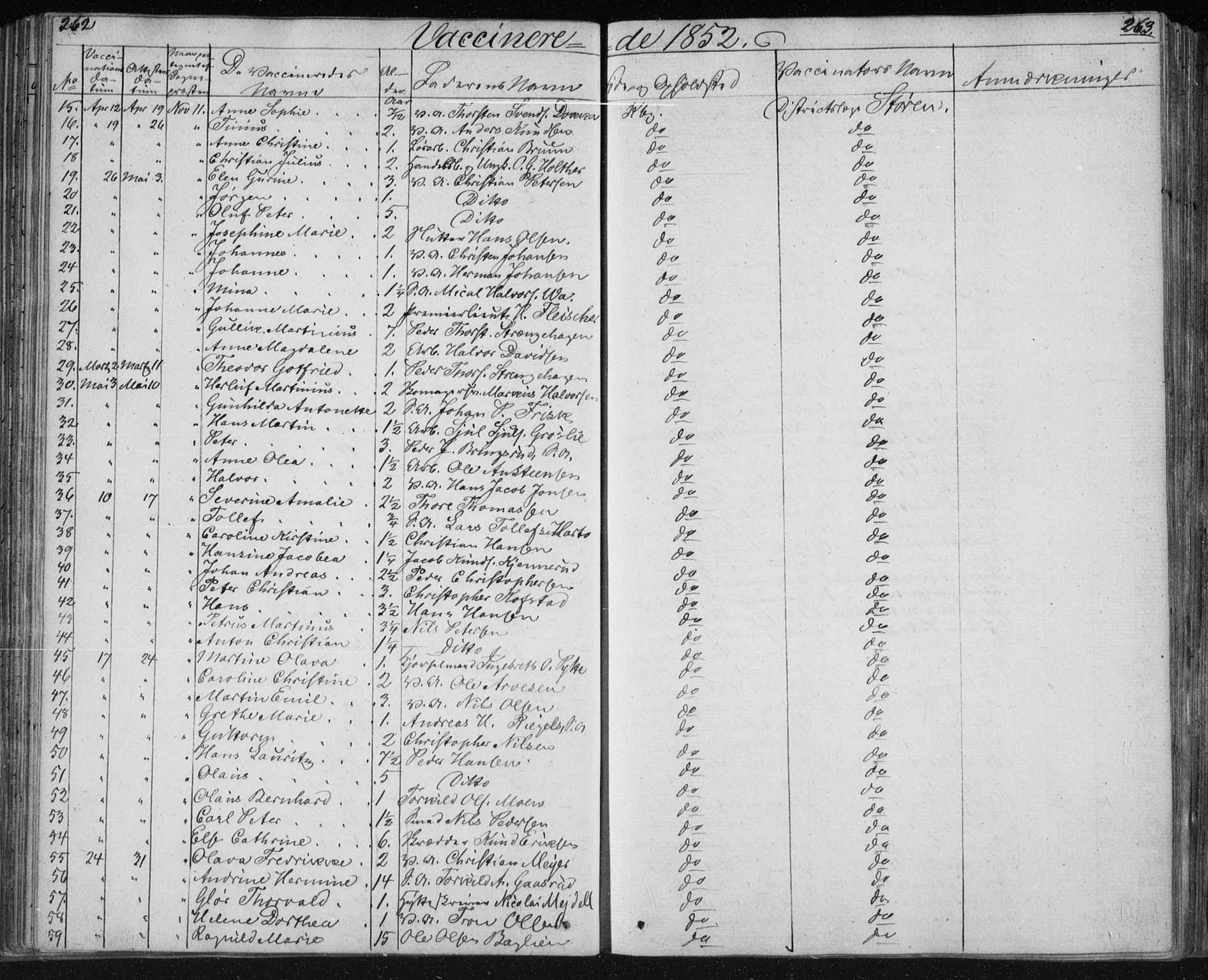 Kongsberg kirkebøker, SAKO/A-22/F/Fa/L0009: Parish register (official) no. I 9, 1839-1858, p. 262-263
