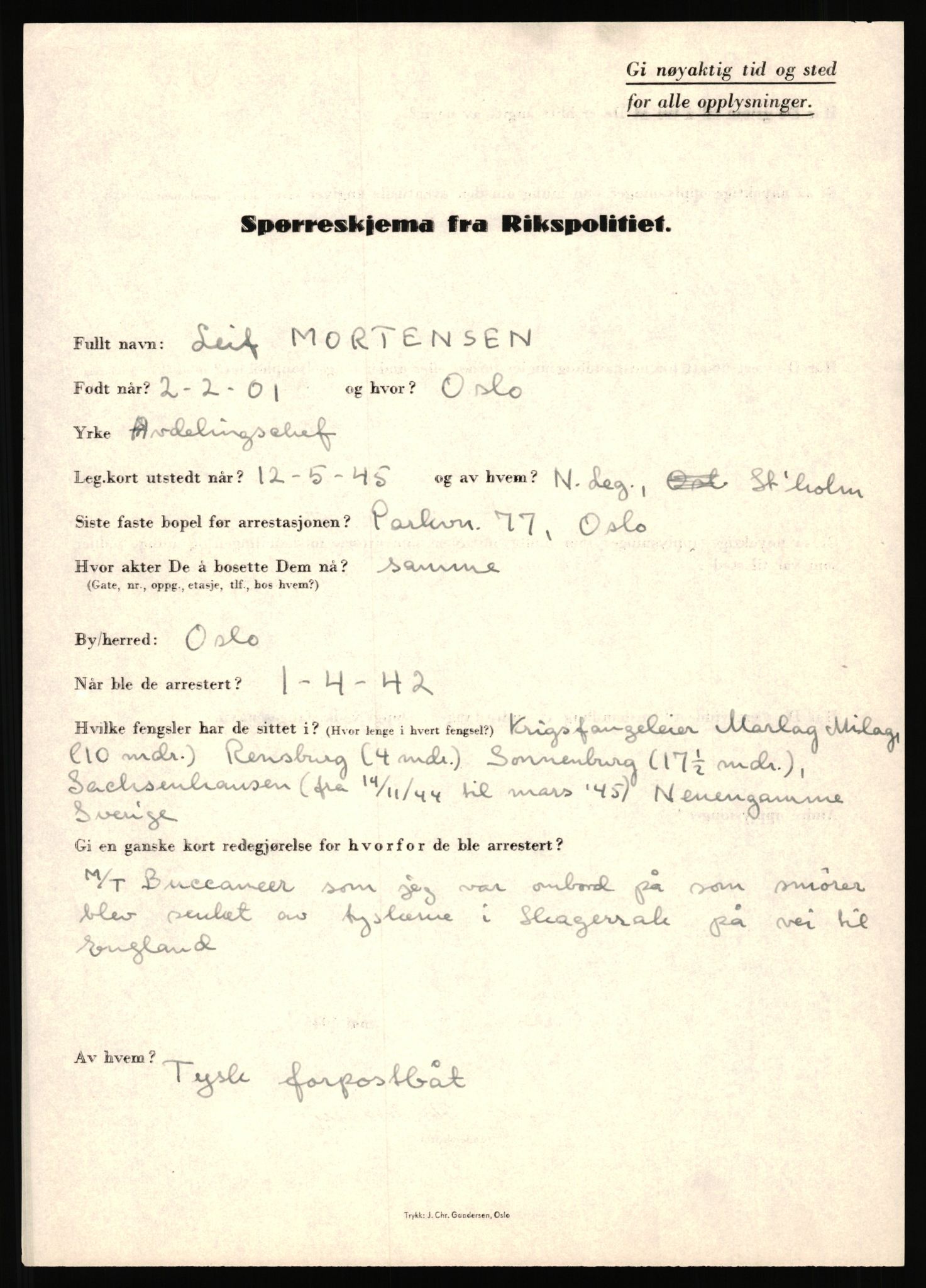 Rikspolitisjefen, AV/RA-S-1560/L/L0012: Mogensen, Øivind - Noraas, Lars, 1940-1945, p. 111