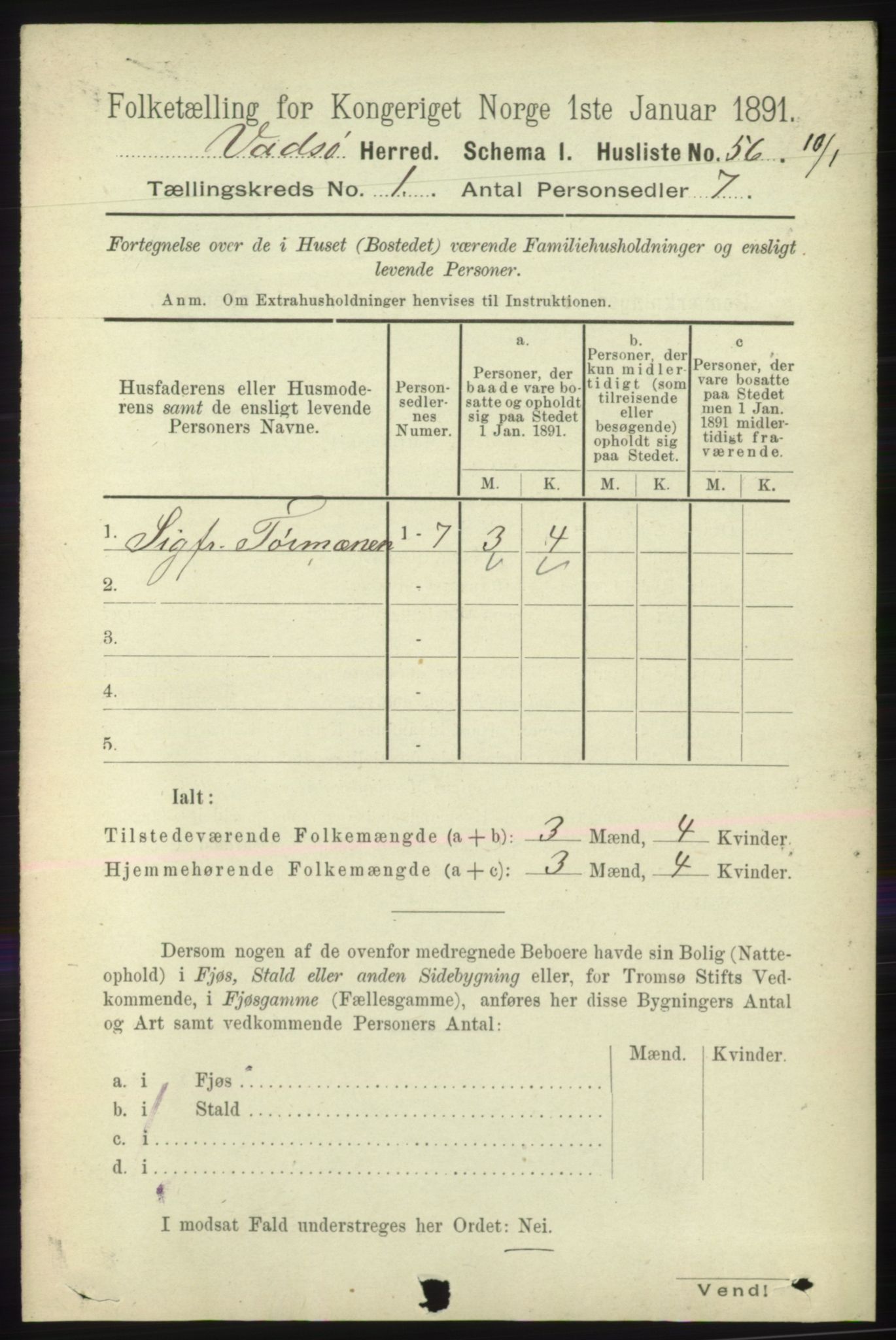 RA, 1891 census for 2029 Vadsø, 1891, p. 69