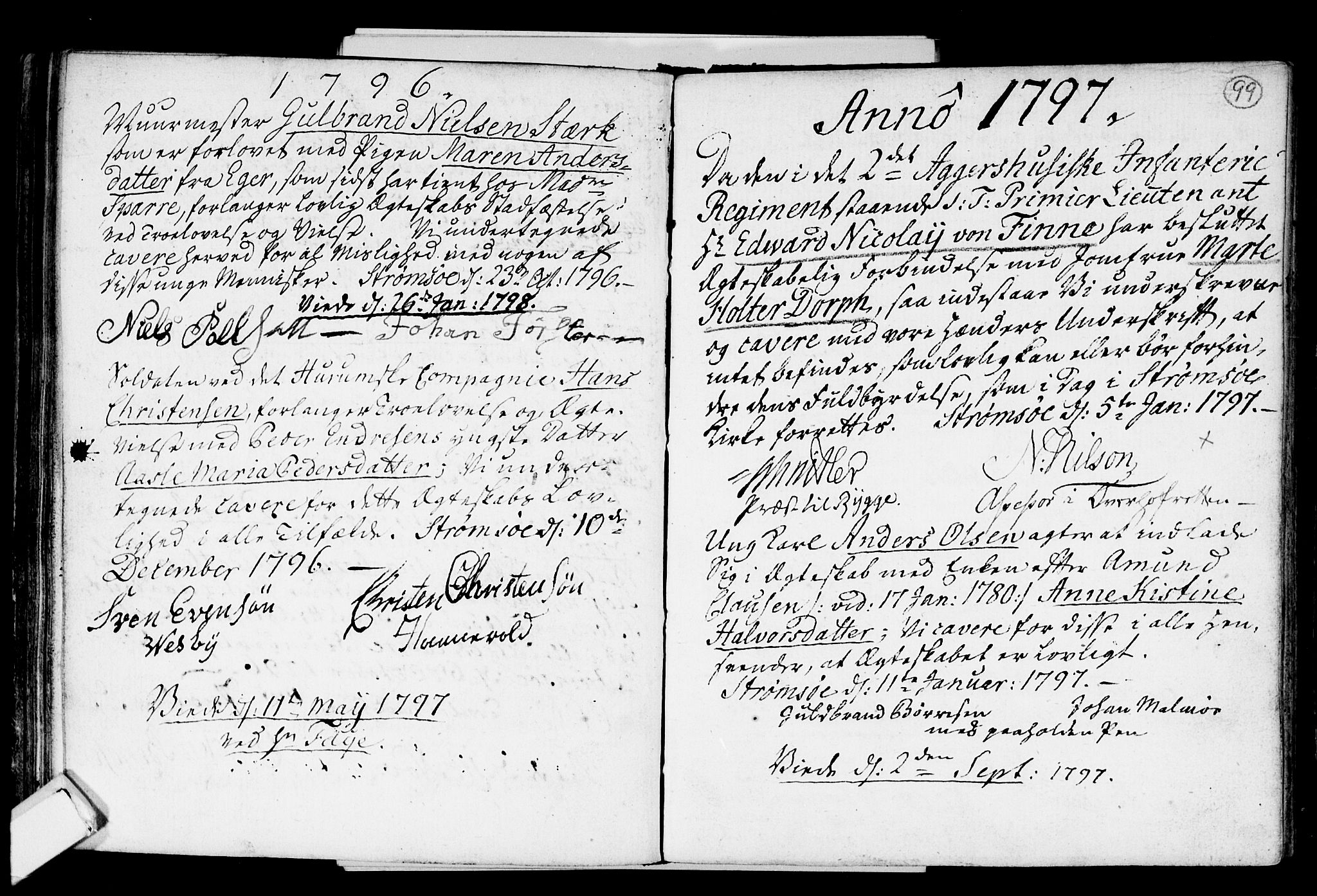 Strømsø kirkebøker, AV/SAKO-A-246/H/Hb/L0001: Best man's statements no. 1, 1752-1815, p. 99