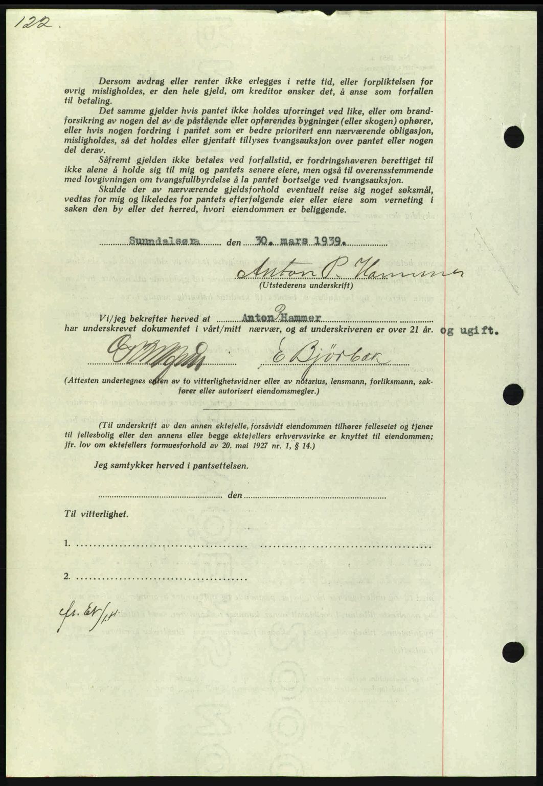 Nordmøre sorenskriveri, AV/SAT-A-4132/1/2/2Ca: Mortgage book no. B85, 1939-1939, Diary no: : 948/1939