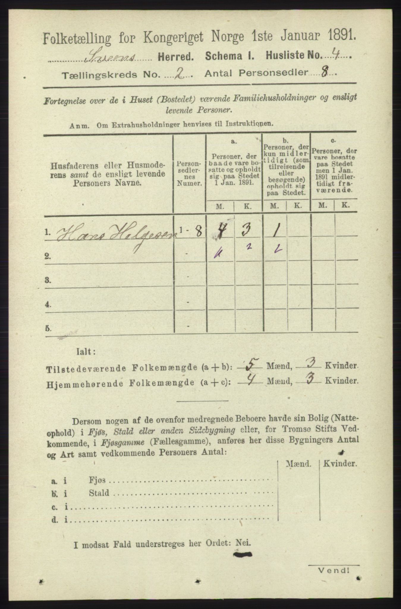 RA, 1891 census for 1216 Sveio, 1891, p. 468