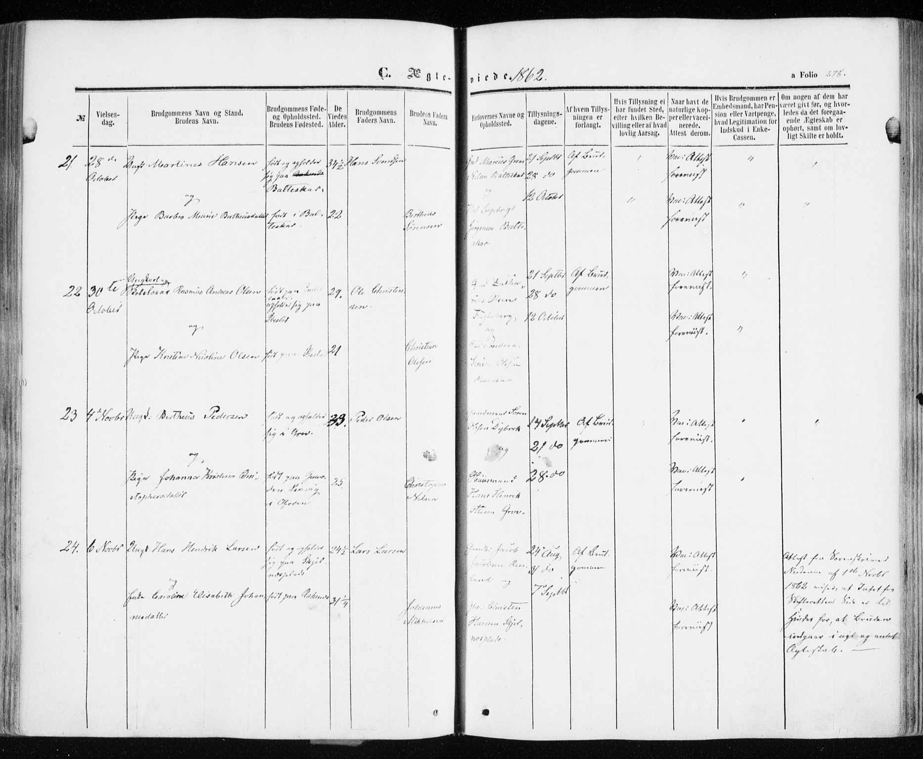 Ibestad sokneprestembete, SATØ/S-0077/H/Ha/Haa/L0009kirke: Parish register (official) no. 9, 1859-1868, p. 278