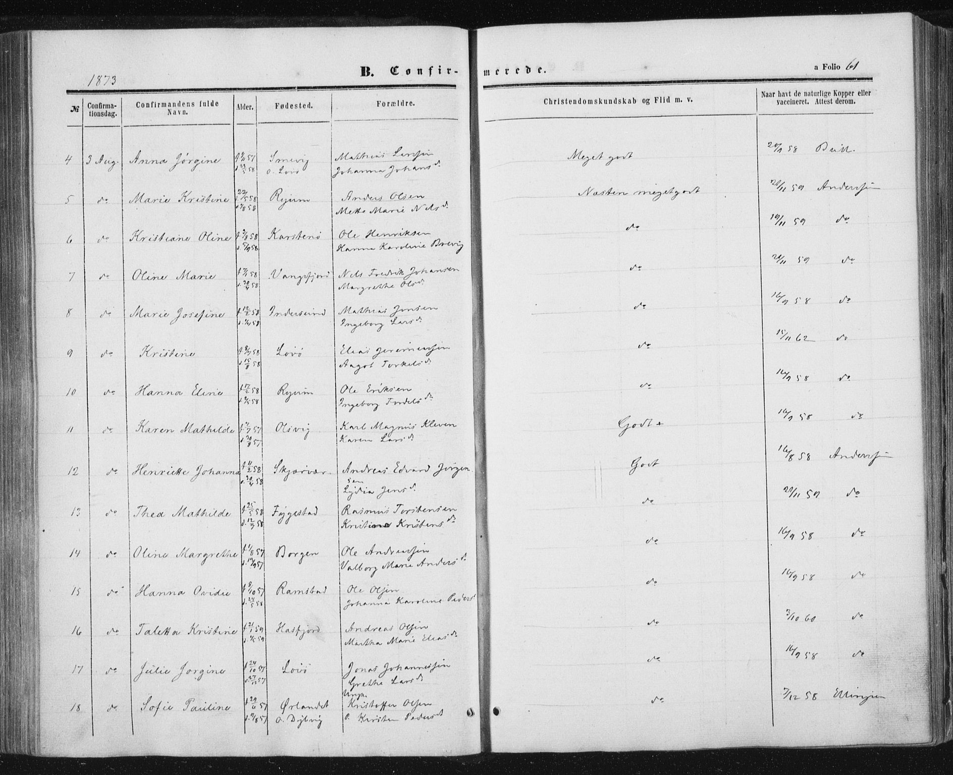 Ministerialprotokoller, klokkerbøker og fødselsregistre - Nord-Trøndelag, SAT/A-1458/784/L0670: Parish register (official) no. 784A05, 1860-1876, p. 61
