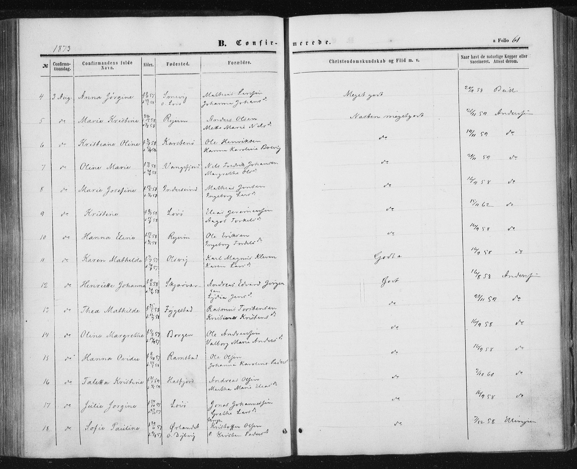 Ministerialprotokoller, klokkerbøker og fødselsregistre - Nord-Trøndelag, AV/SAT-A-1458/784/L0670: Parish register (official) no. 784A05, 1860-1876, p. 61