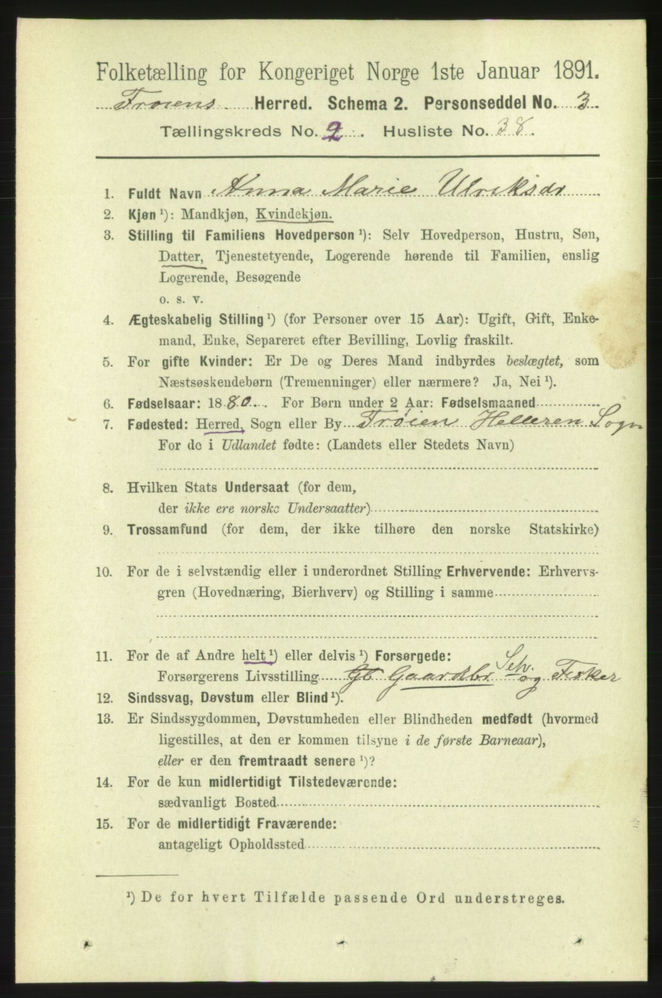 RA, 1891 census for 1619 Frøya, 1891, p. 1214