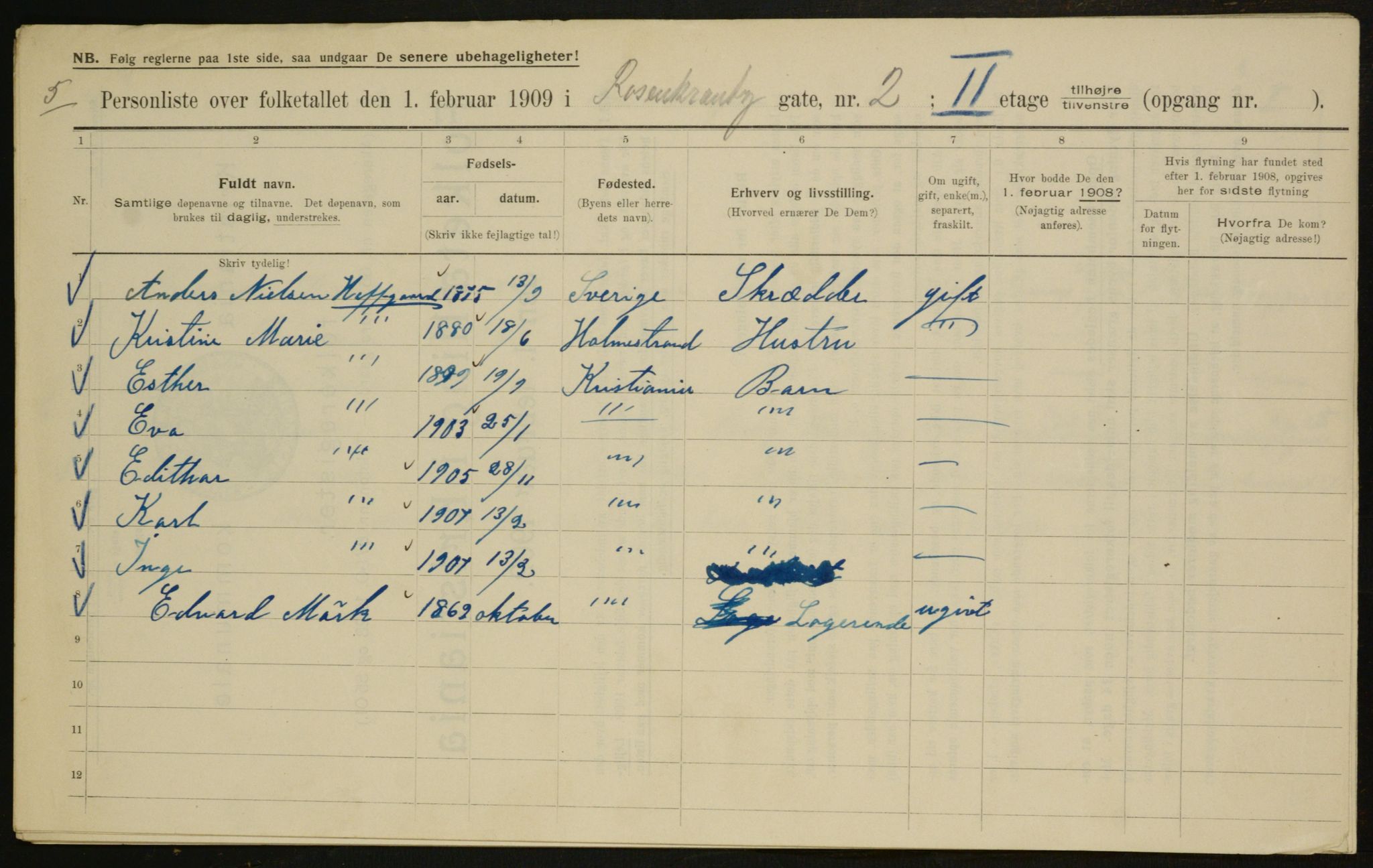 OBA, Municipal Census 1909 for Kristiania, 1909, p. 75965