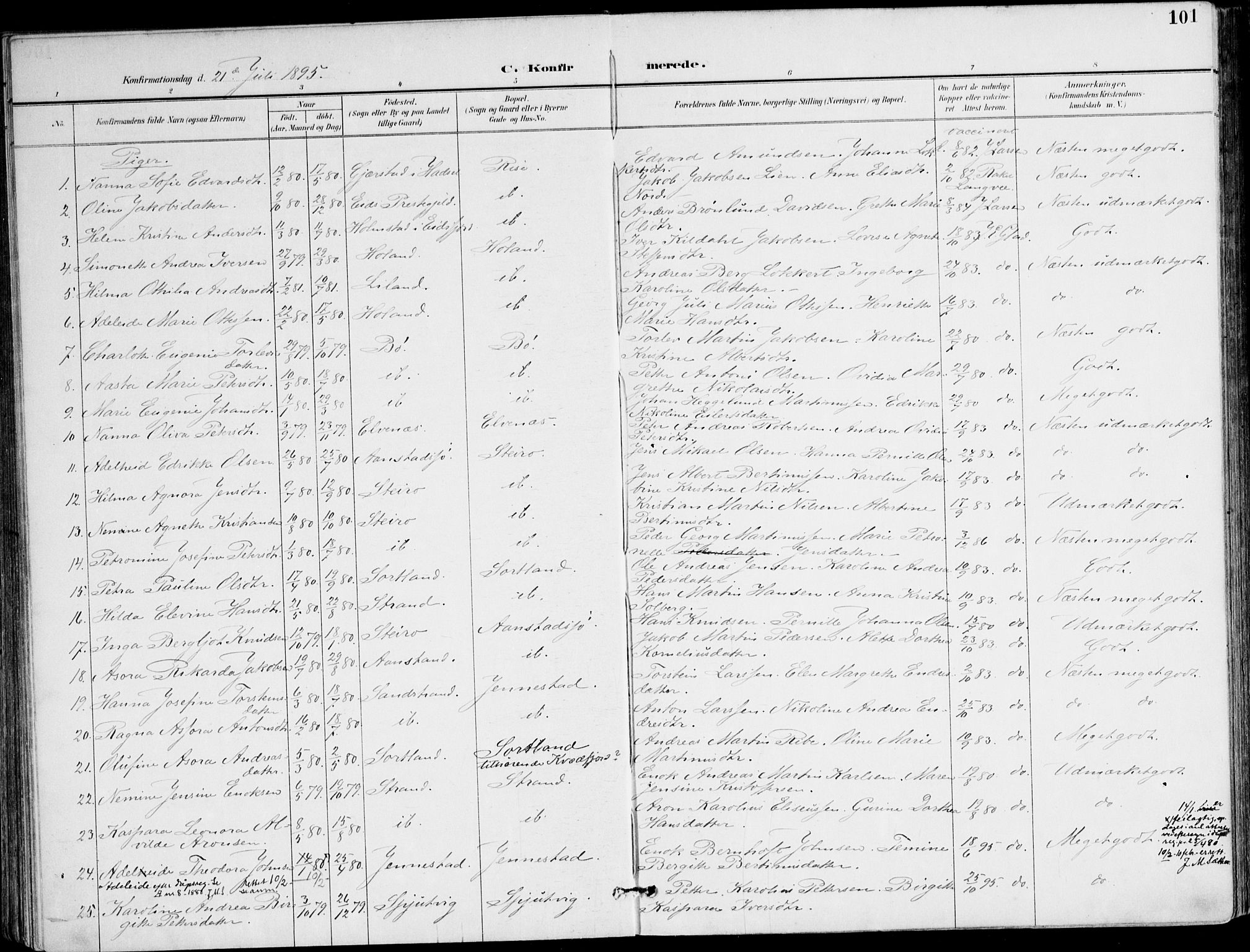 Ministerialprotokoller, klokkerbøker og fødselsregistre - Nordland, AV/SAT-A-1459/895/L1372: Parish register (official) no. 895A07, 1894-1914, p. 101