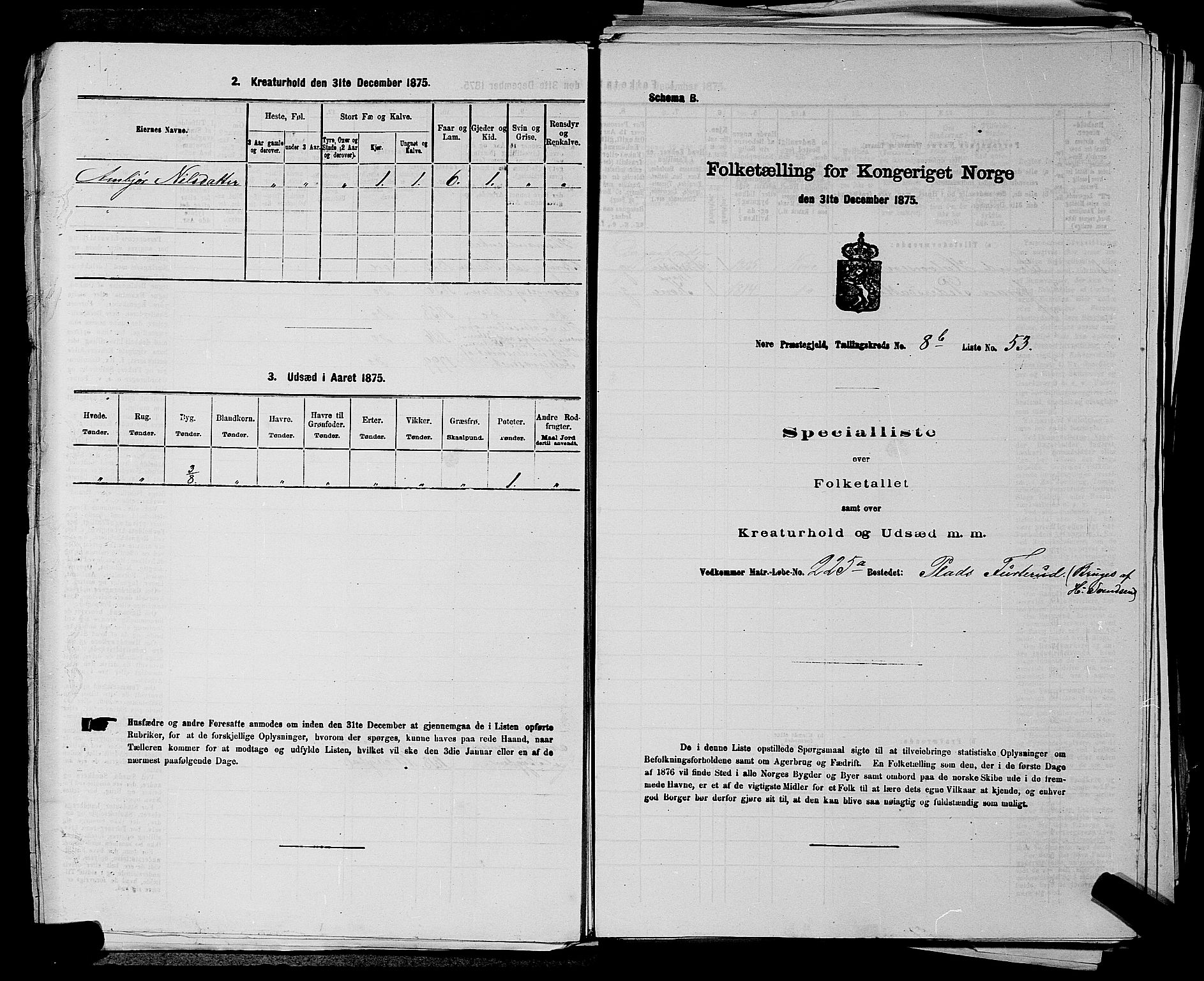 SAKO, 1875 census for 0633P Nore, 1875, p. 1032
