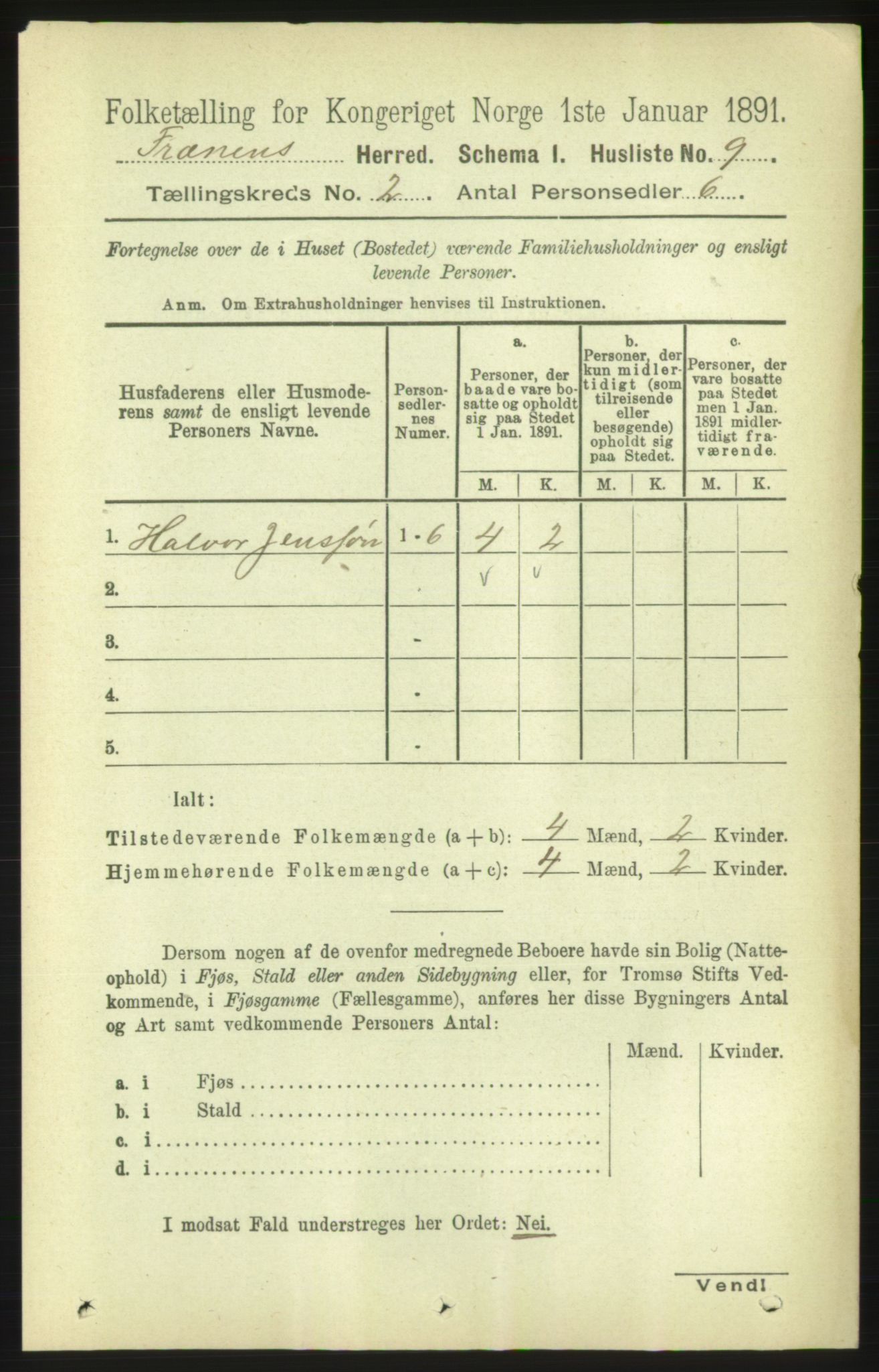 RA, 1891 census for 1548 Fræna, 1891, p. 460