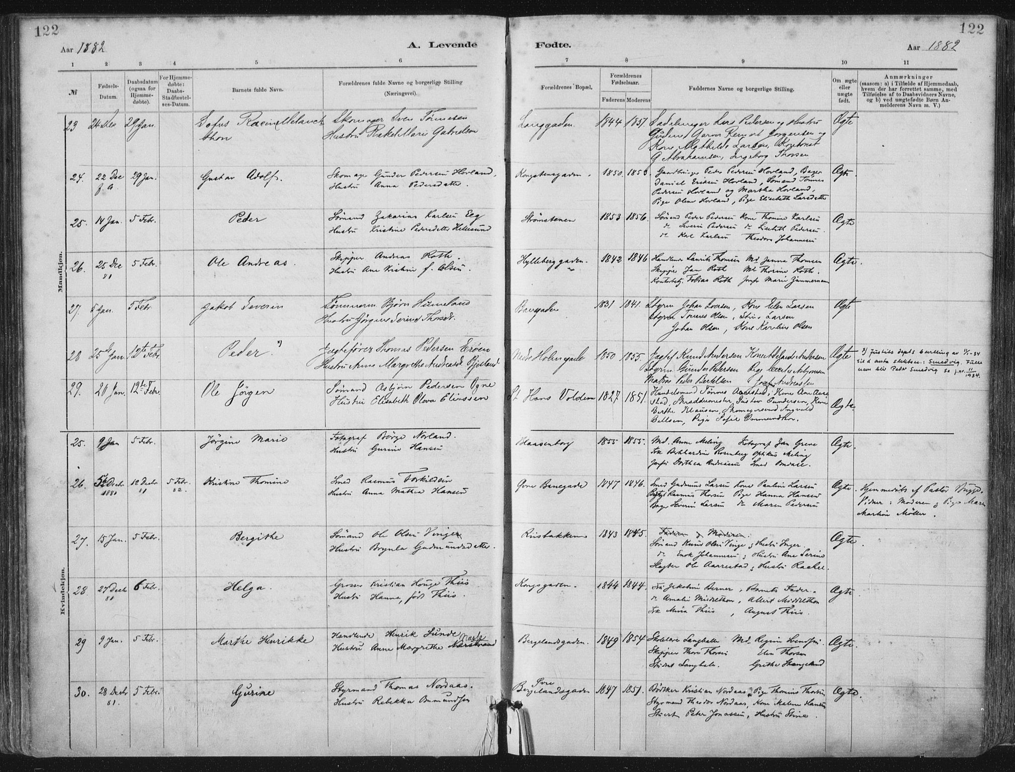 St. Petri sokneprestkontor, AV/SAST-A-101813/001/30/30BA/L0015: Parish register (official) no. A 15, 1879-1888, p. 122