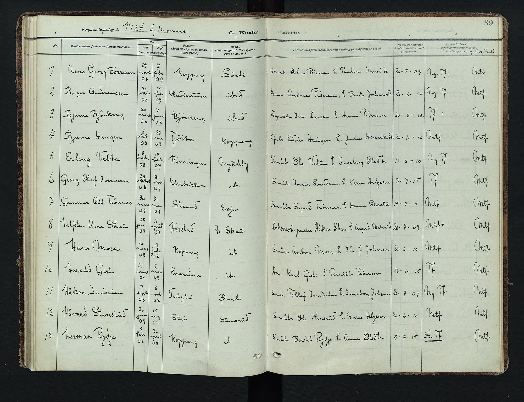 Stor-Elvdal prestekontor, AV/SAH-PREST-052/H/Ha/Haa/L0005: Parish register (official) no. 5, 1908-1924, p. 89