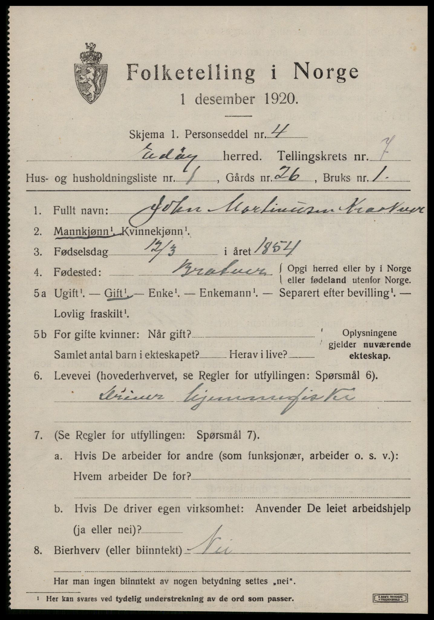 SAT, 1920 census for Edøy, 1920, p. 2204