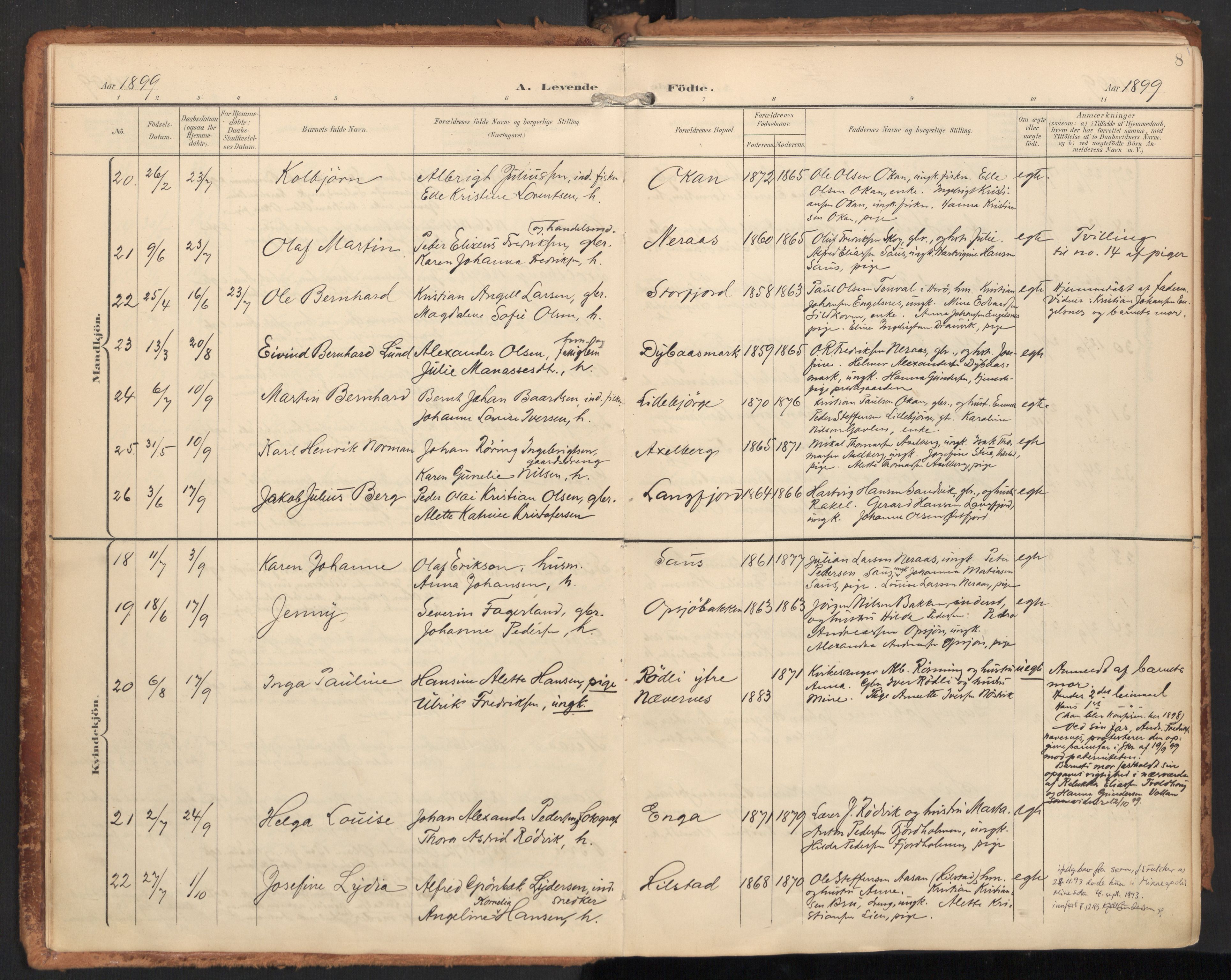 Ministerialprotokoller, klokkerbøker og fødselsregistre - Nordland, AV/SAT-A-1459/814/L0227: Parish register (official) no. 814A08, 1899-1920, p. 8