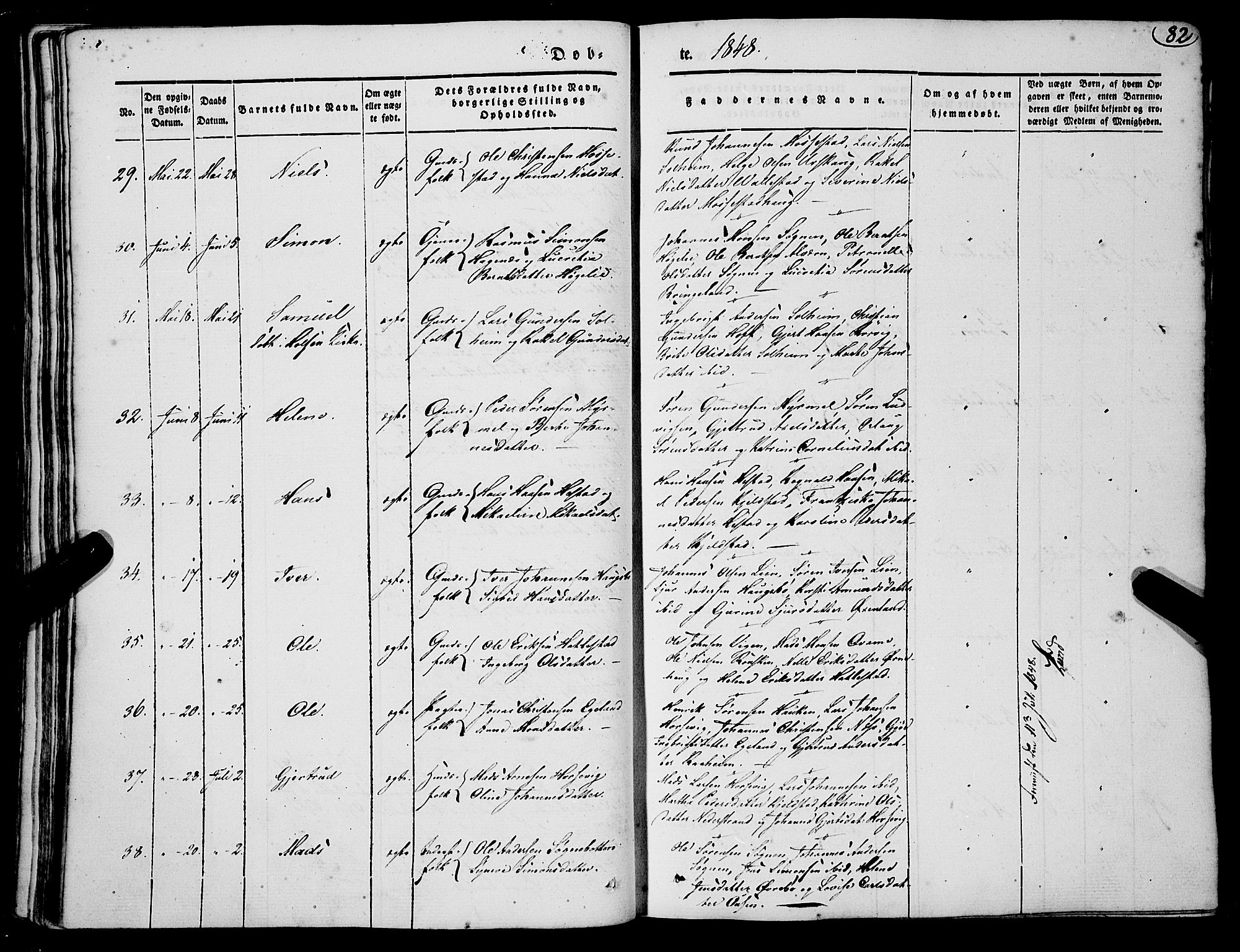 Gaular sokneprestembete, AV/SAB-A-80001/H/Haa: Parish register (official) no. A 4I, 1840-1859, p. 82