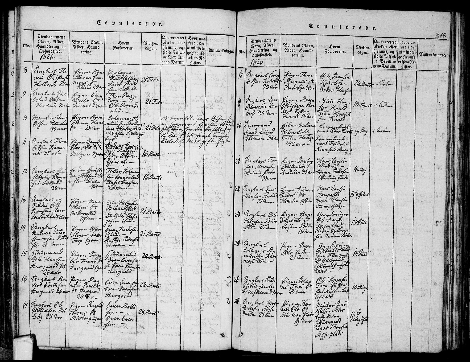 Eidsberg prestekontor Kirkebøker, SAO/A-10905/G/Ga/L0001: Parish register (copy) no. I 1, 1814-1831, p. 214