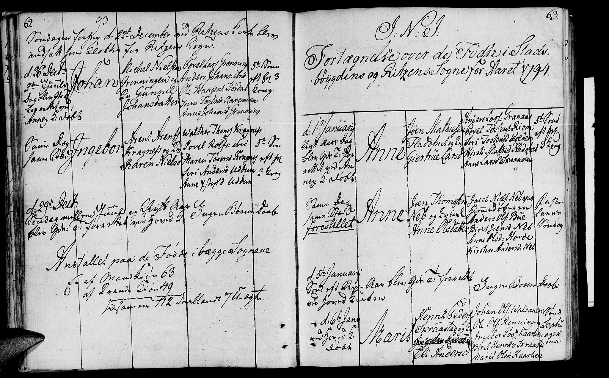 Ministerialprotokoller, klokkerbøker og fødselsregistre - Sør-Trøndelag, SAT/A-1456/646/L0606: Parish register (official) no. 646A04, 1791-1805, p. 62-63