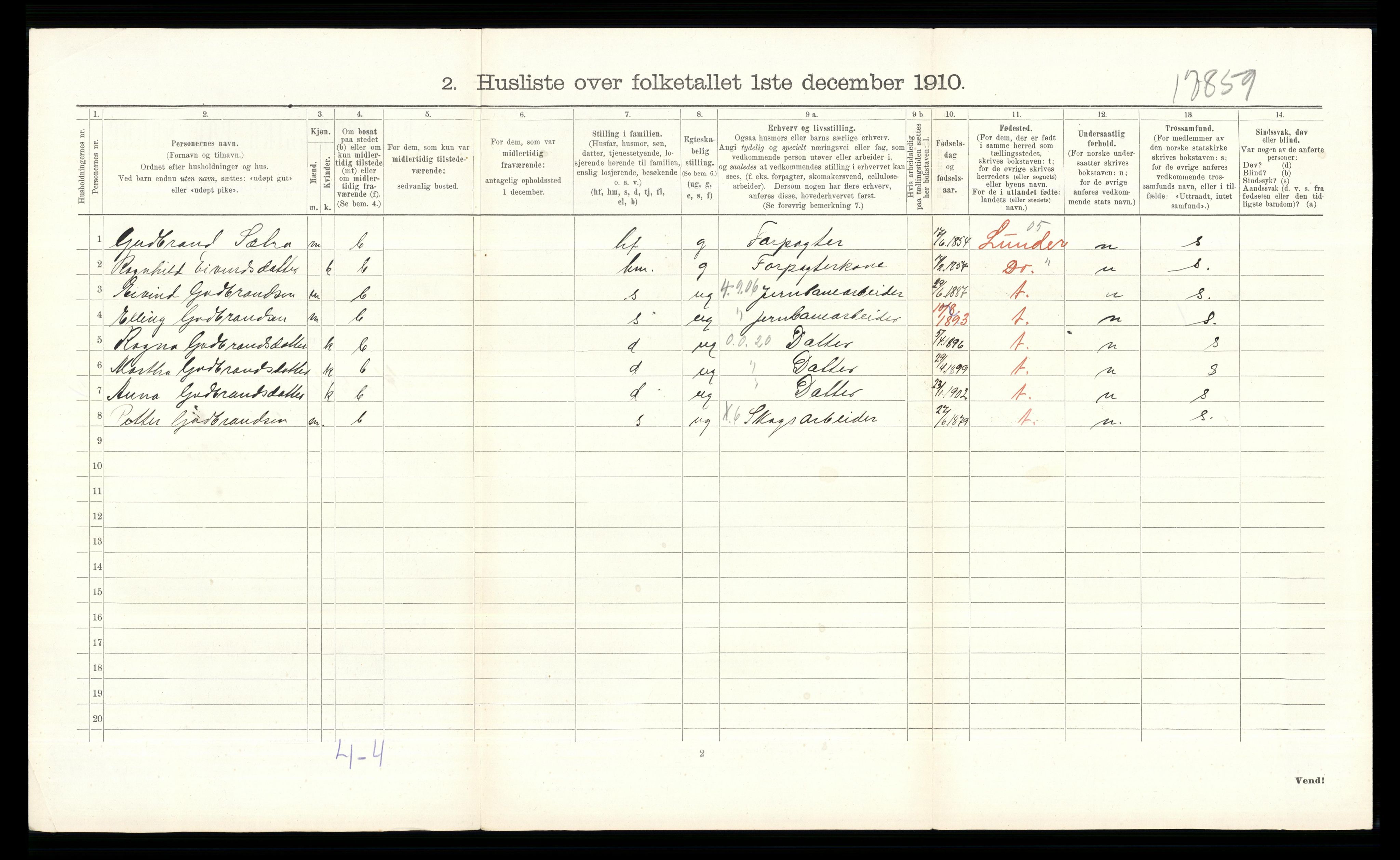 RA, 1910 census for Krødsherad, 1910, p. 616