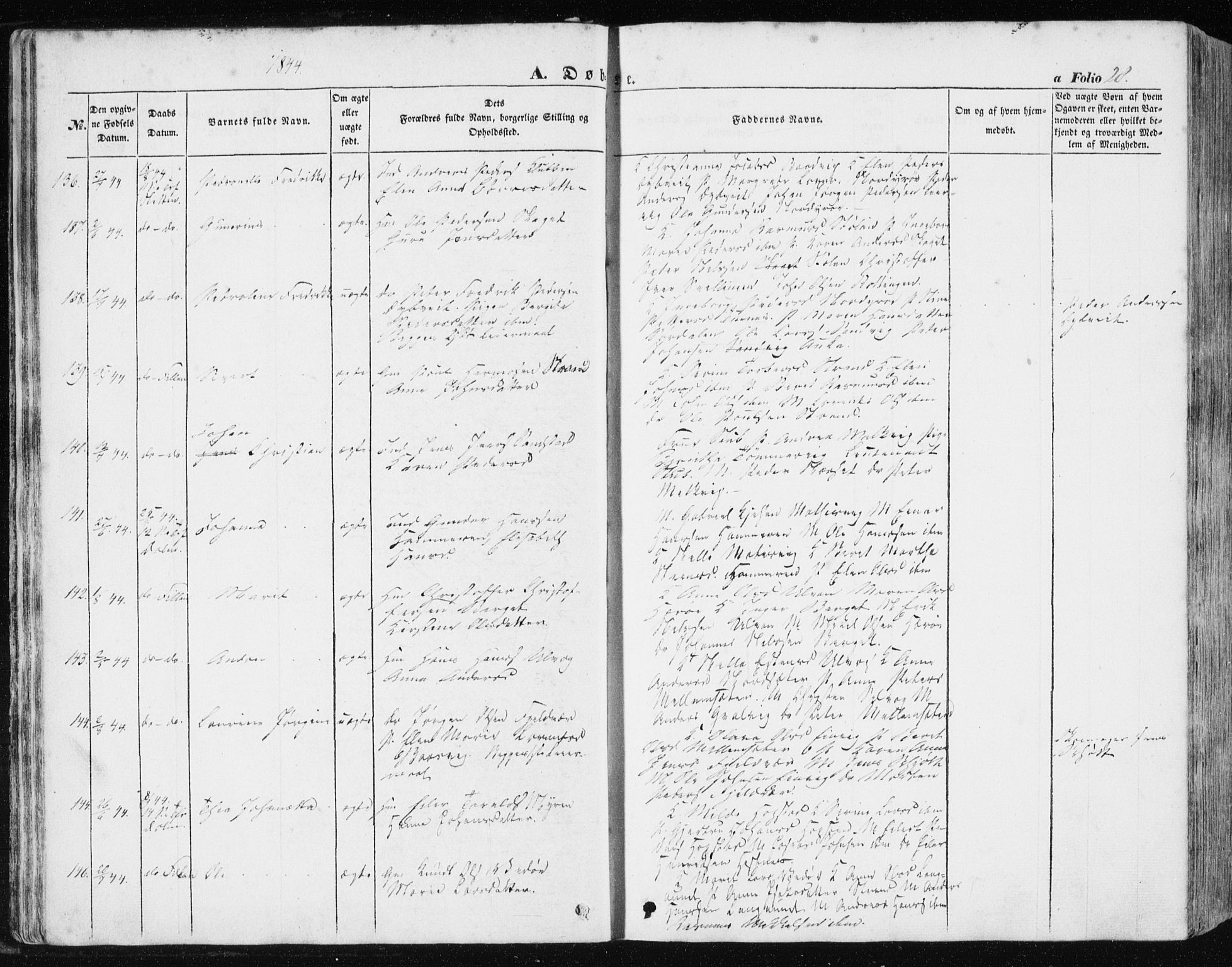 Ministerialprotokoller, klokkerbøker og fødselsregistre - Sør-Trøndelag, AV/SAT-A-1456/634/L0529: Parish register (official) no. 634A05, 1843-1851, p. 28