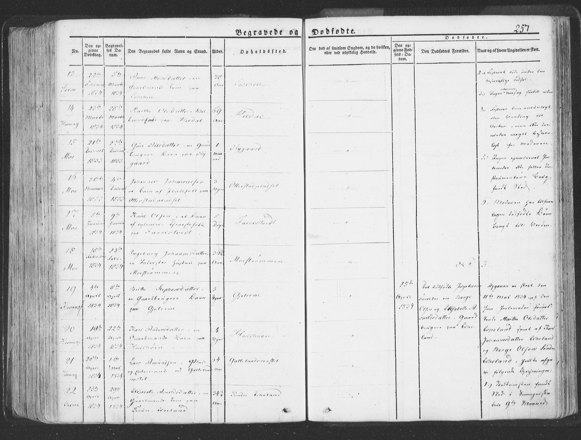 Hosanger sokneprestembete, AV/SAB-A-75801/H/Haa: Parish register (official) no. A 6, 1824-1835, p. 257