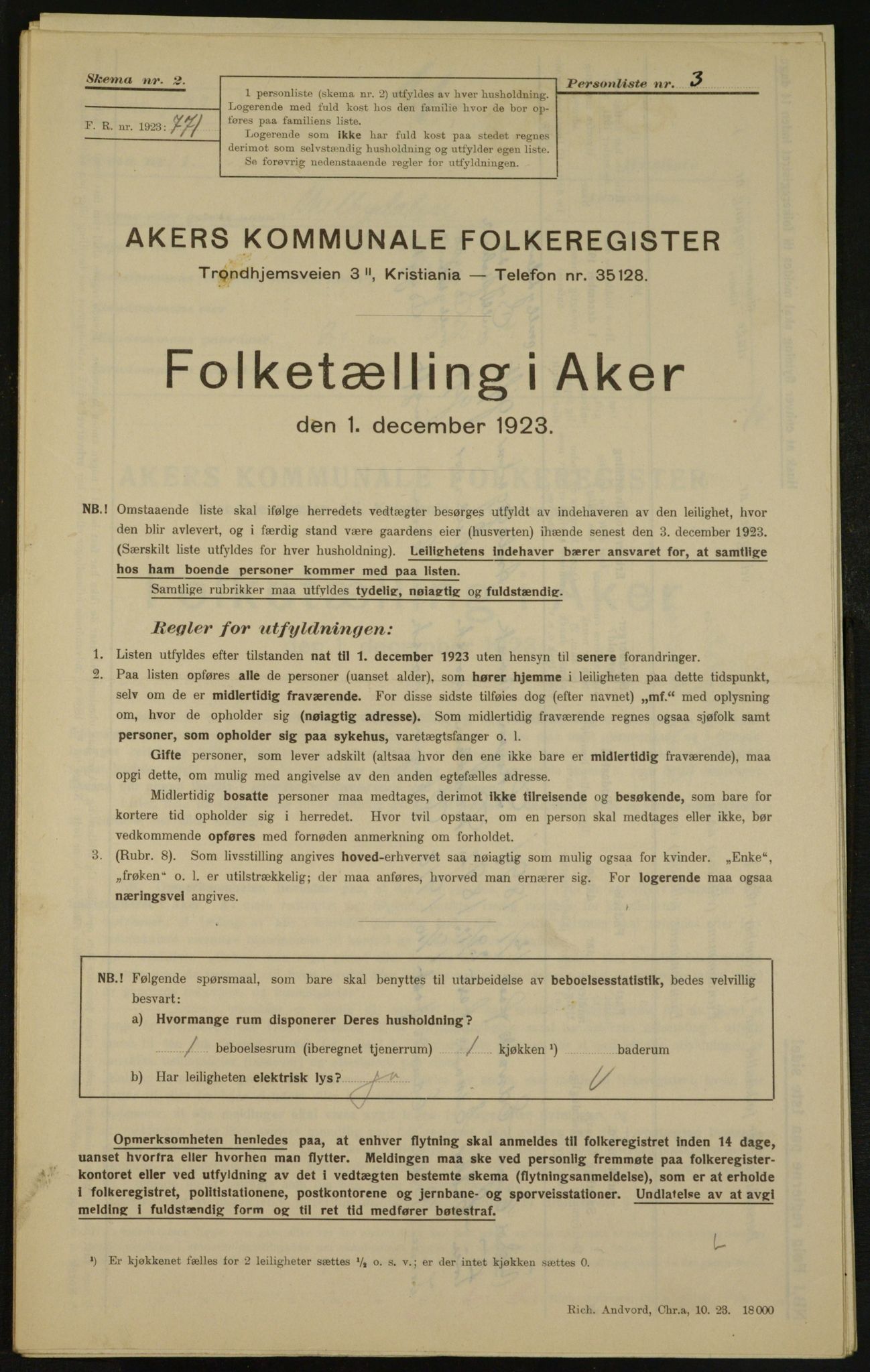 , Municipal Census 1923 for Aker, 1923, p. 4745