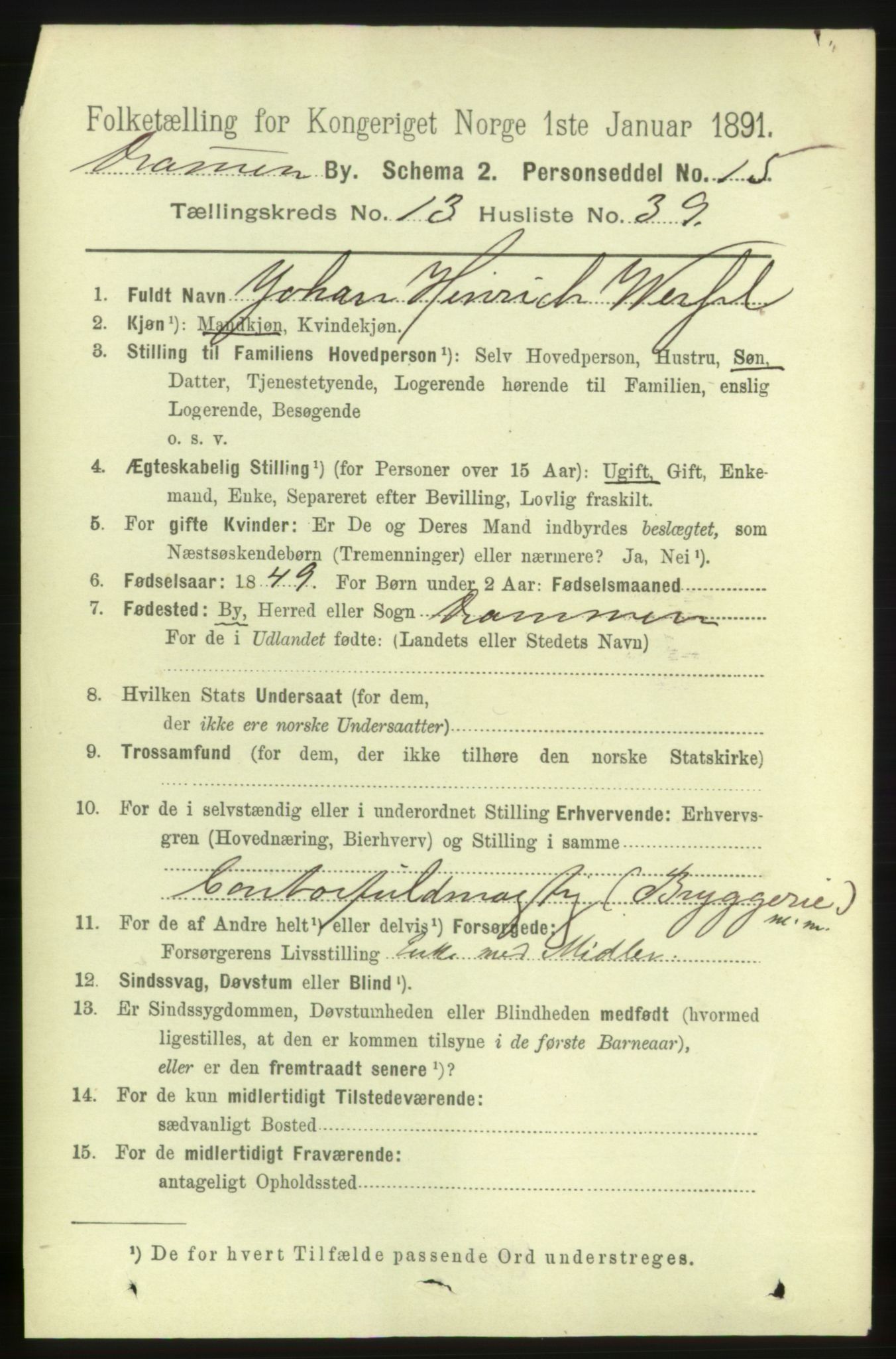 RA, 1891 census for 0602 Drammen, 1891, p. 10052