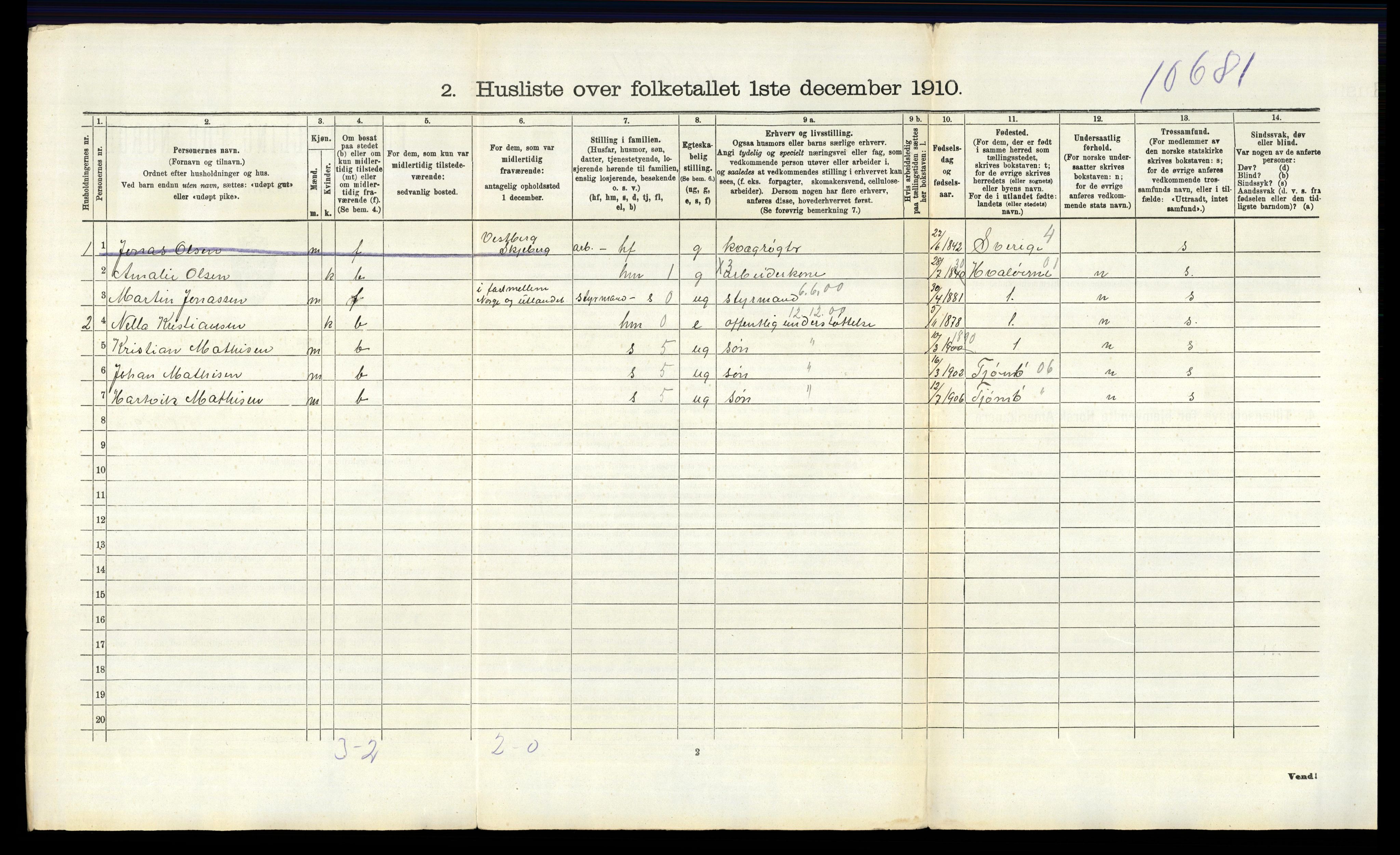 RA, 1910 census for Skjeberg, 1910, p. 1617