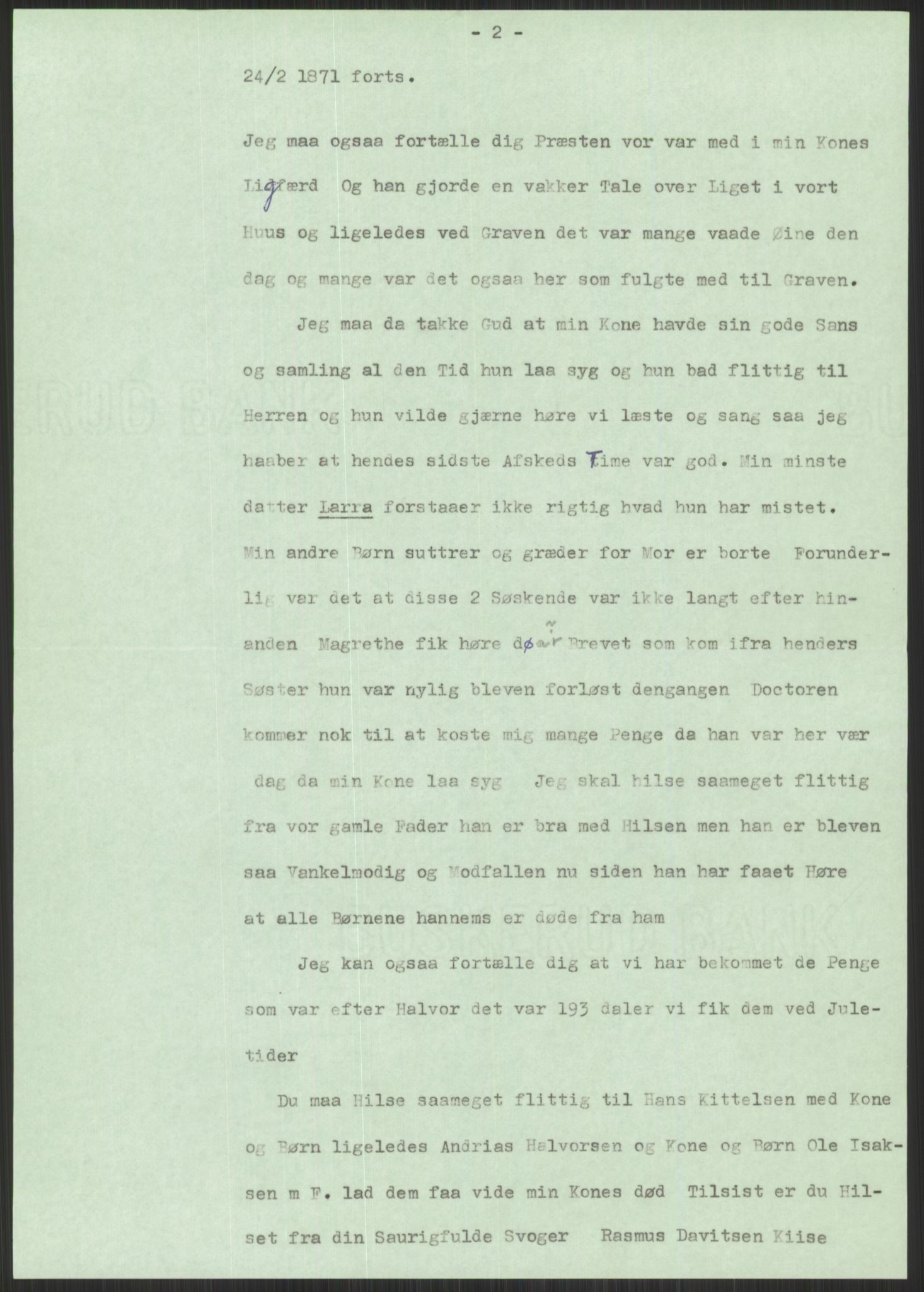 Samlinger til kildeutgivelse, Amerikabrevene, RA/EA-4057/F/L0022: Innlån fra Vestfold. Innlån fra Telemark: Bratås - Duus, 1838-1914, p. 31