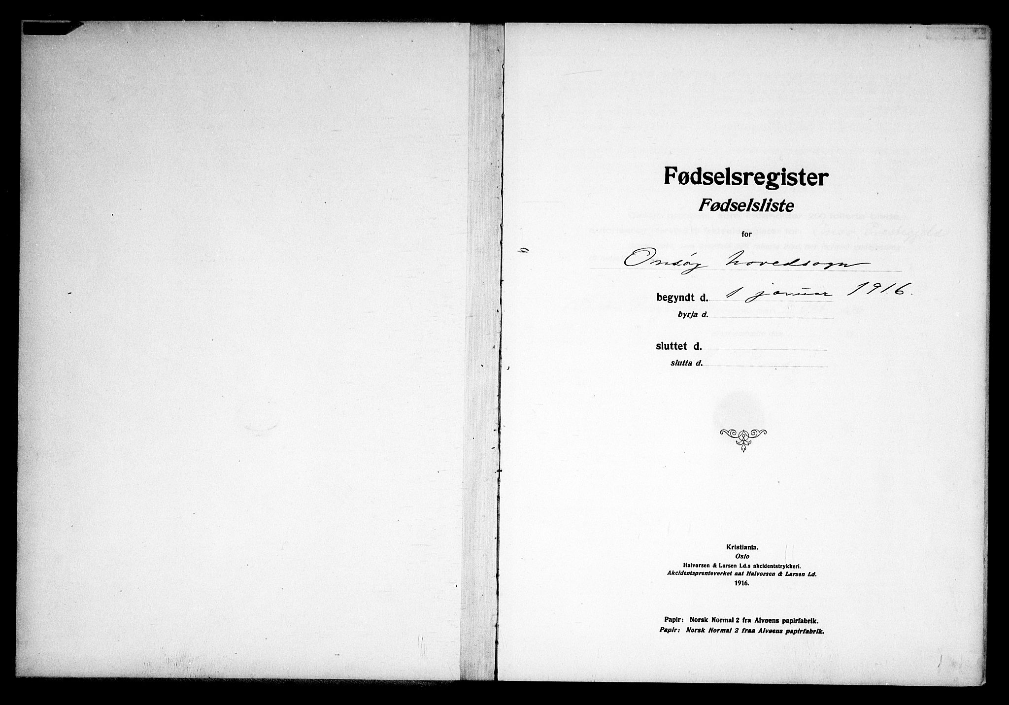 Onsøy prestekontor Kirkebøker, AV/SAO-A-10914/J/Ja/L0001: Birth register no. I 1, 1916-1937