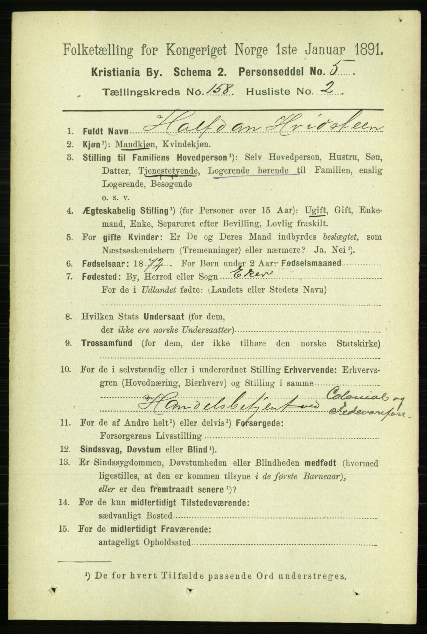 RA, 1891 census for 0301 Kristiania, 1891, p. 89661