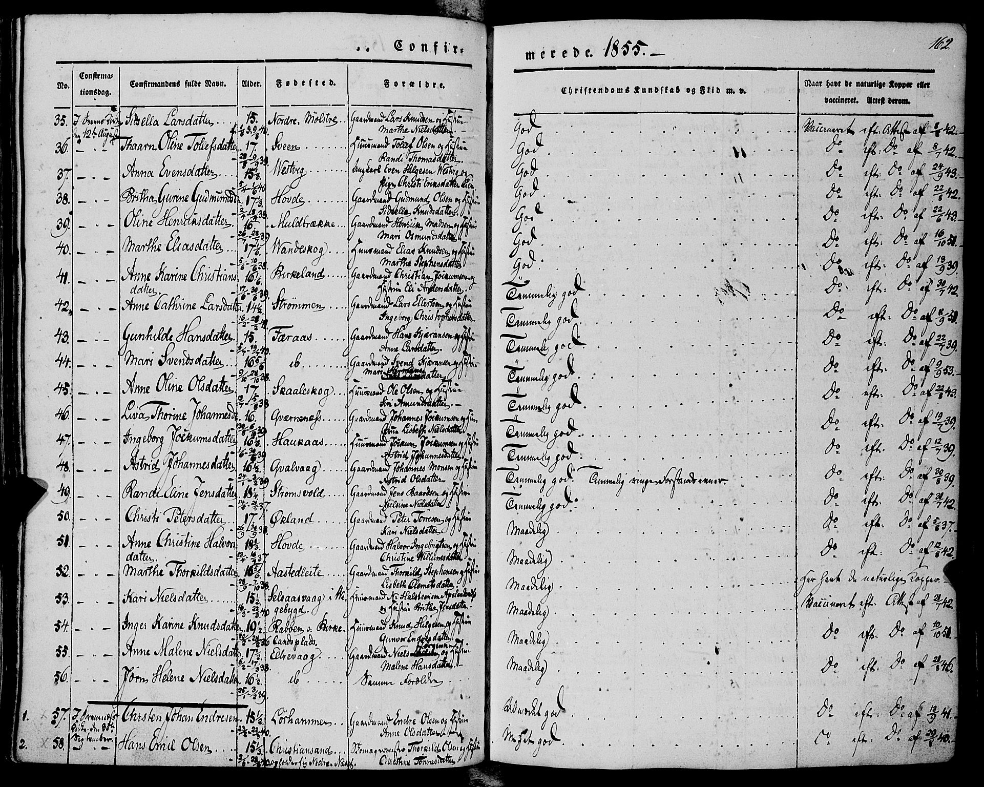 Finnås sokneprestembete, AV/SAB-A-99925/H/Ha/Haa/Haaa/L0007: Parish register (official) no. A 7, 1850-1862, p. 162