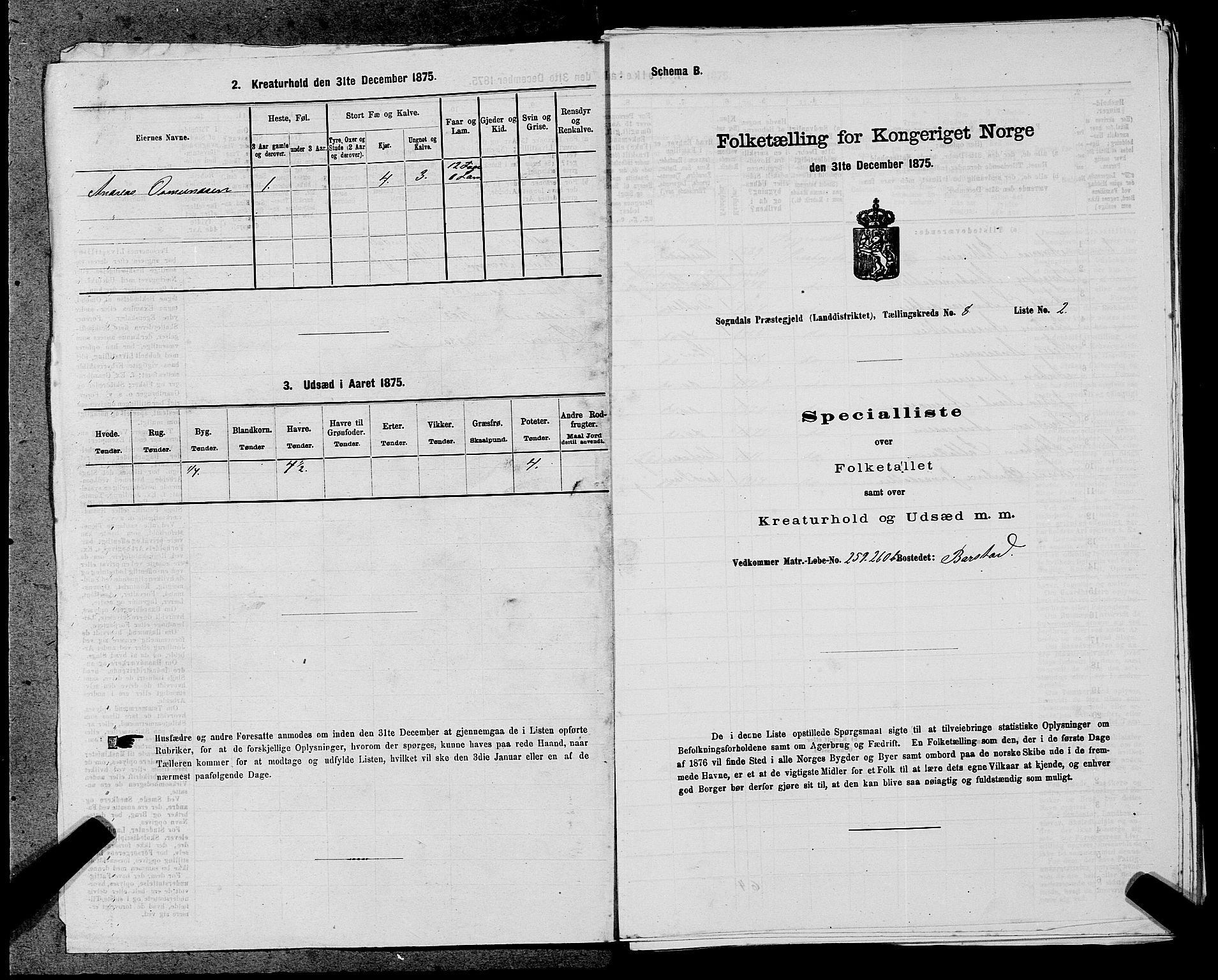 SAST, 1875 census for 1111L Sokndal/Sokndal, 1875, p. 715