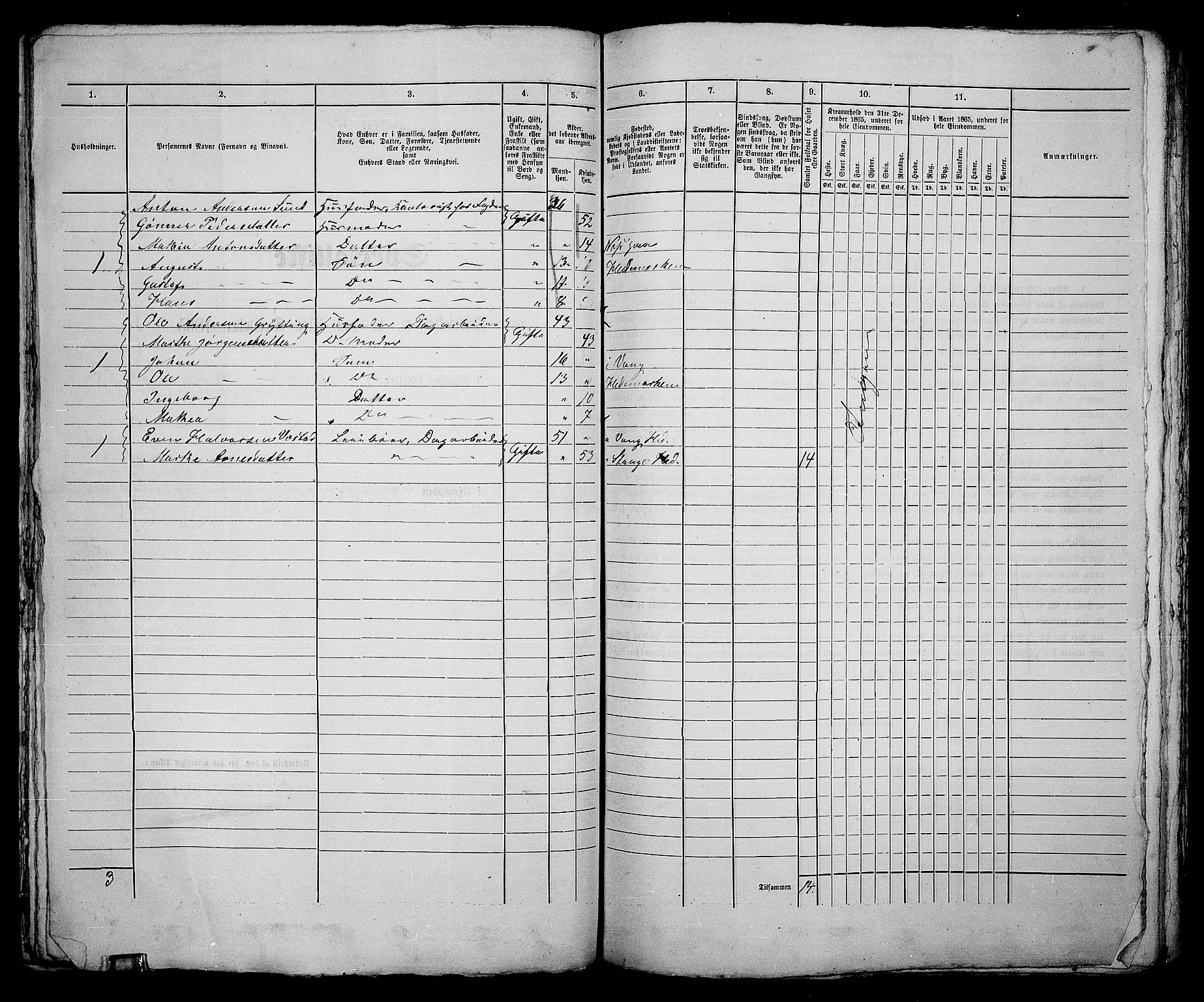 RA, 1865 census for Vang/Hamar, 1865, p. 129