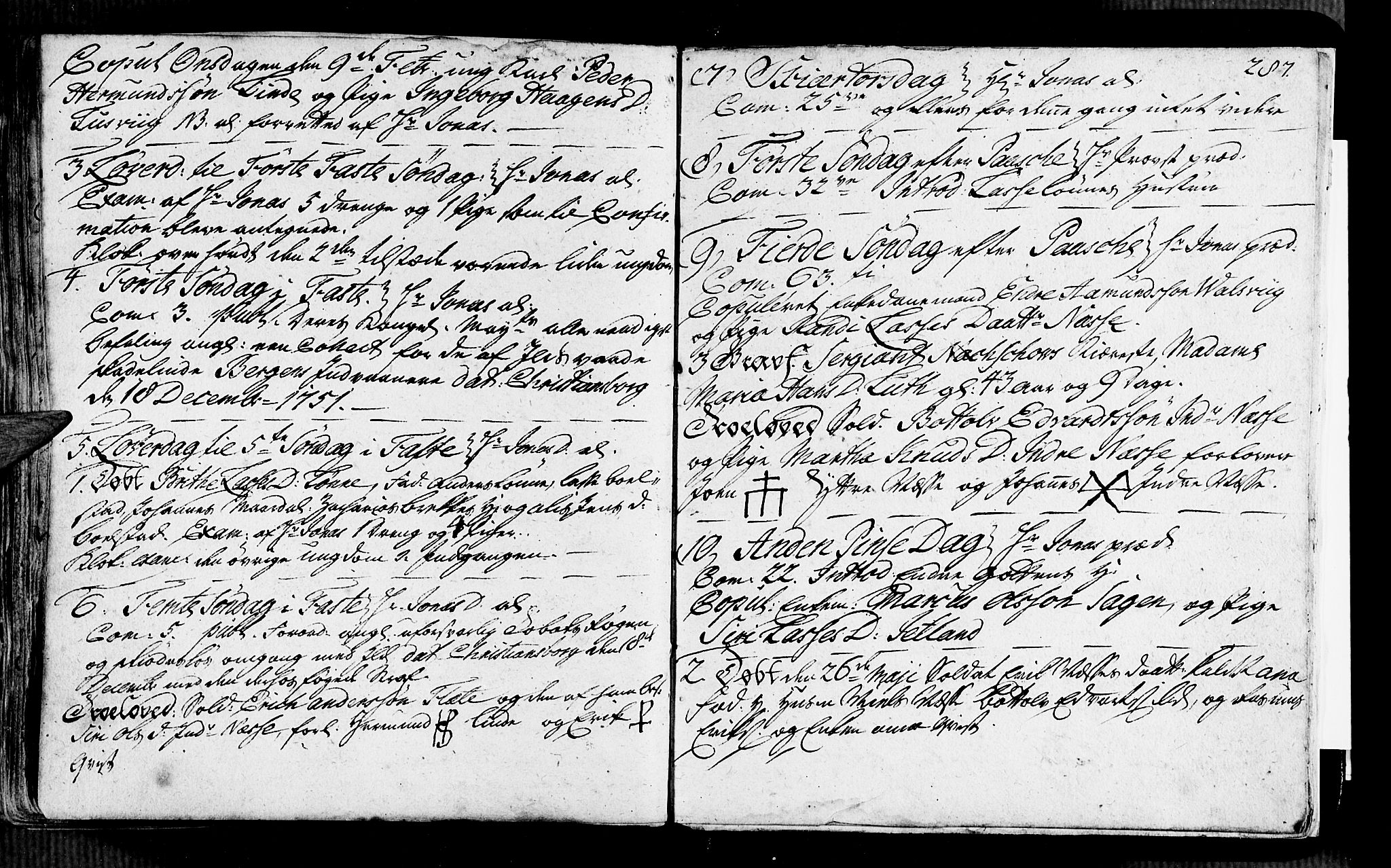 Vik sokneprestembete, AV/SAB-A-81501/H/Haa/Haaa/L0002: Parish register (official) no. A 2 / 4, 1740-1754, p. 287
