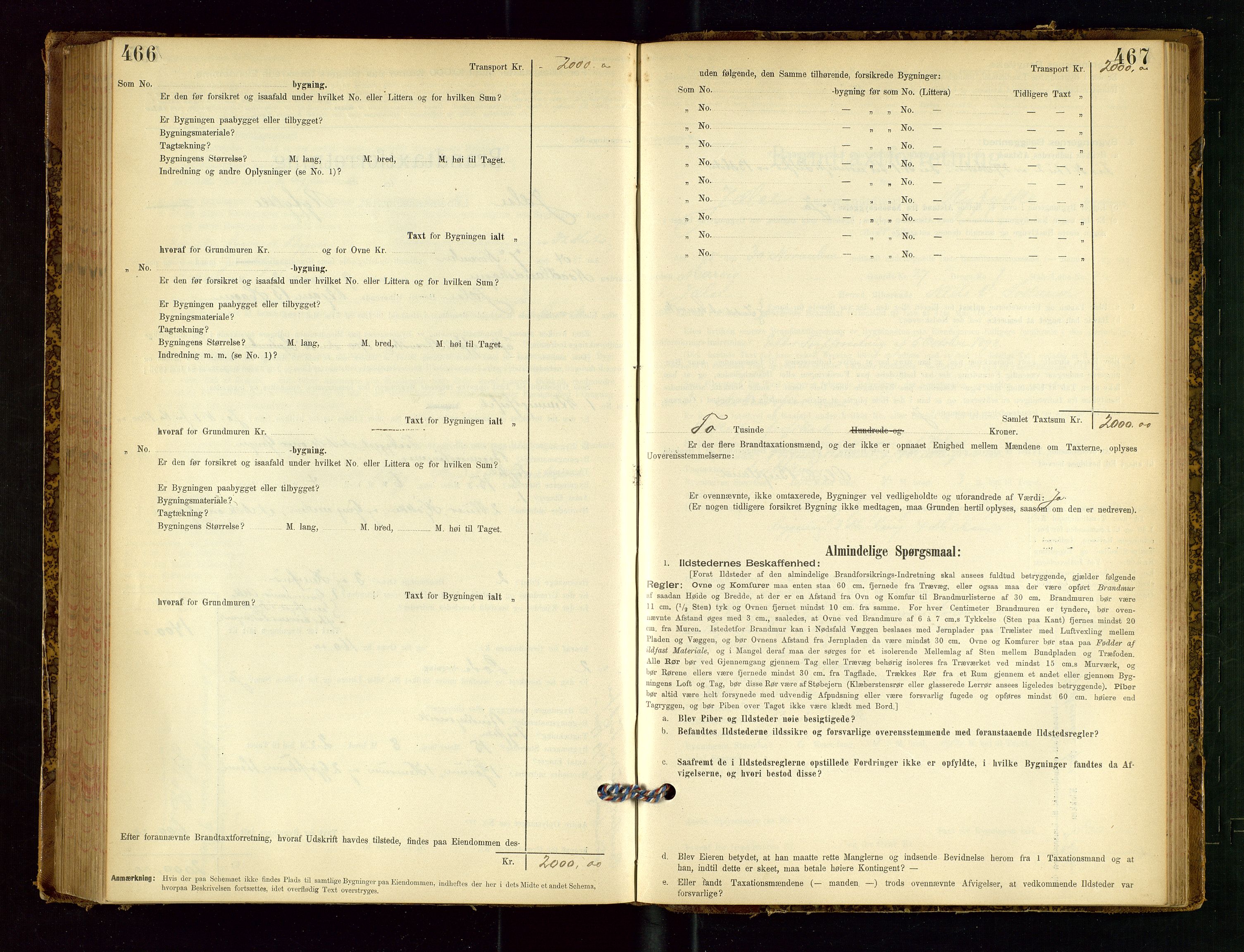 Jelsa lensmannskontor, SAST/A-100360/Gob/L0001: "Brandtaxationsprotocol", 1895-1918, p. 466-467