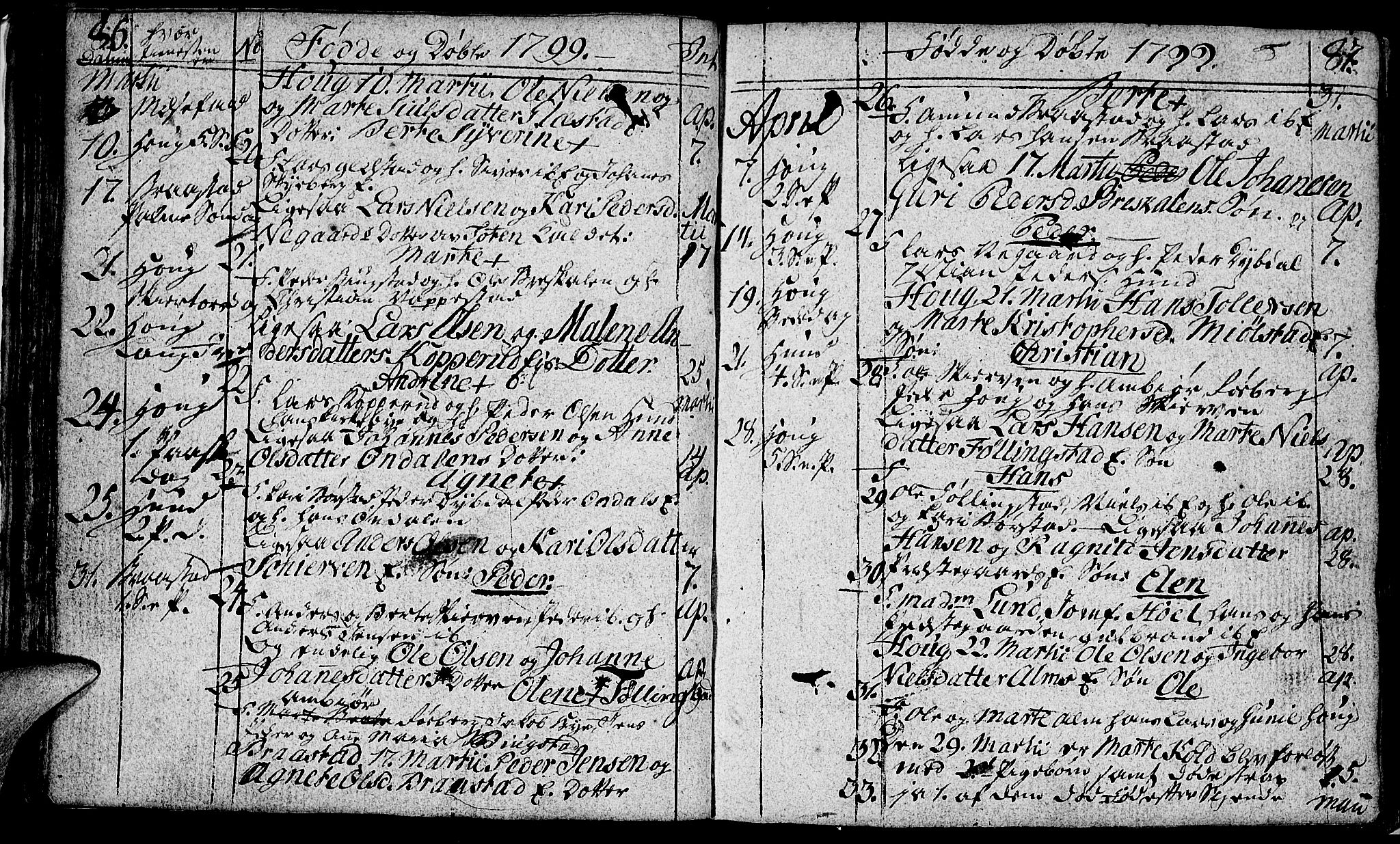 Vardal prestekontor, AV/SAH-PREST-100/H/Ha/Hab/L0002: Parish register (copy) no. 2, 1790-1803, p. 86-87