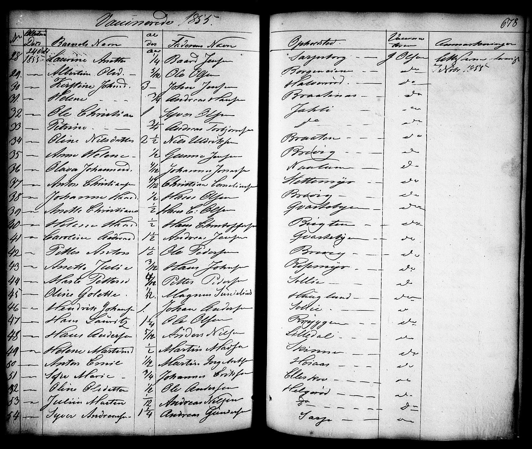 Skjeberg prestekontor Kirkebøker, AV/SAO-A-10923/F/Fa/L0006: Parish register (official) no. I 6, 1846-1858, p. 678