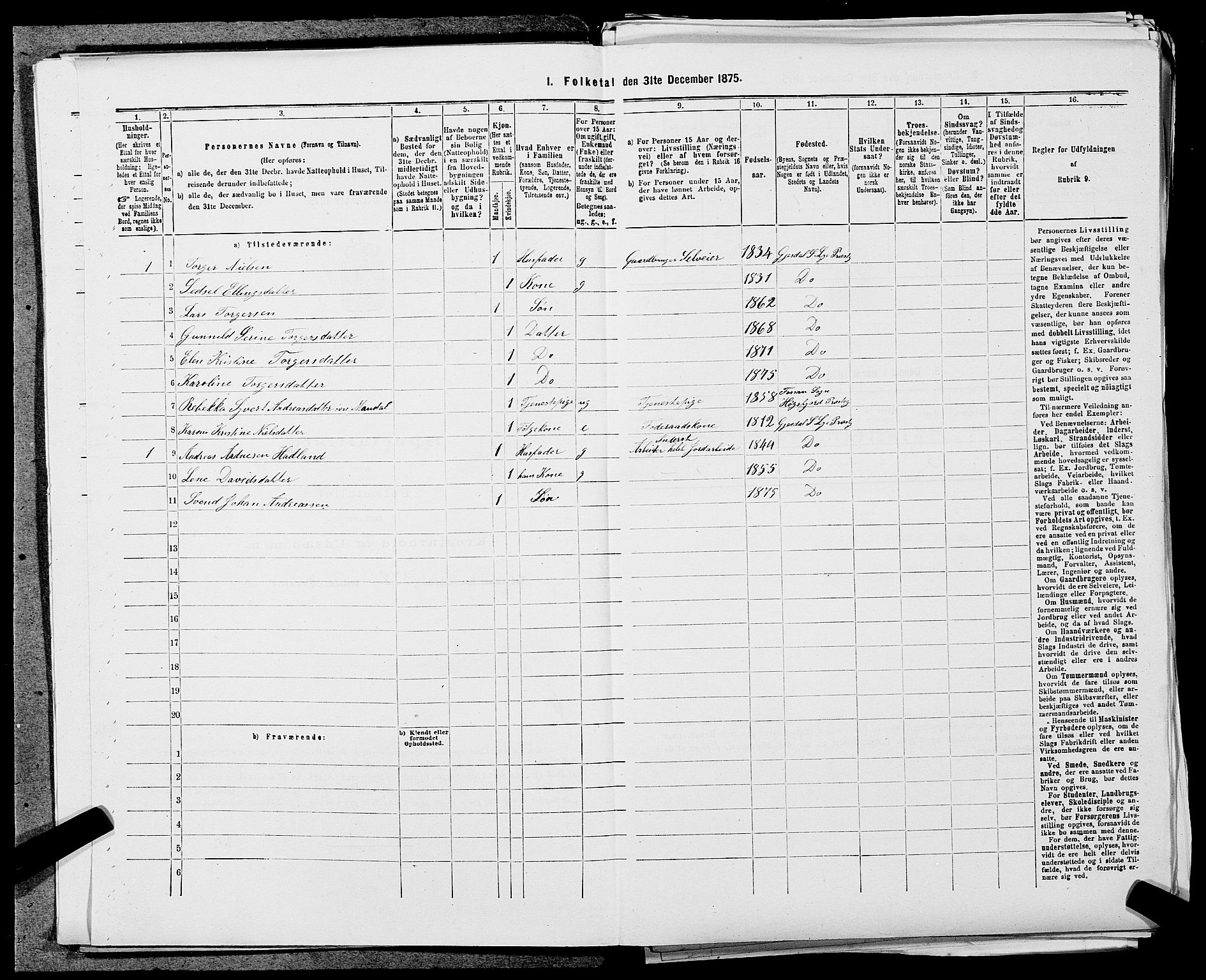 SAST, 1875 census for 1121P Lye, 1875, p. 933