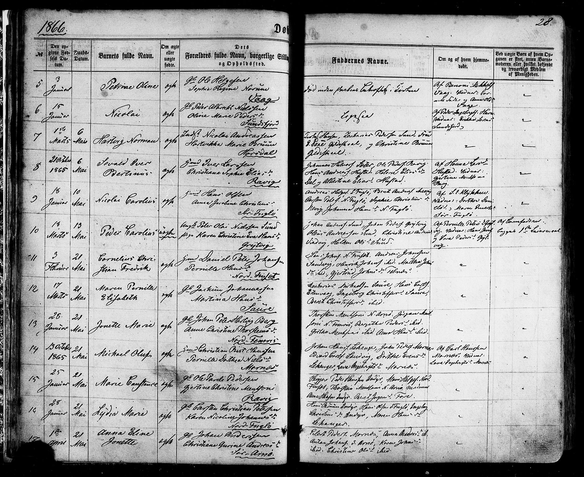 Ministerialprotokoller, klokkerbøker og fødselsregistre - Nordland, SAT/A-1459/805/L0098: Parish register (official) no. 805A05, 1862-1879, p. 28