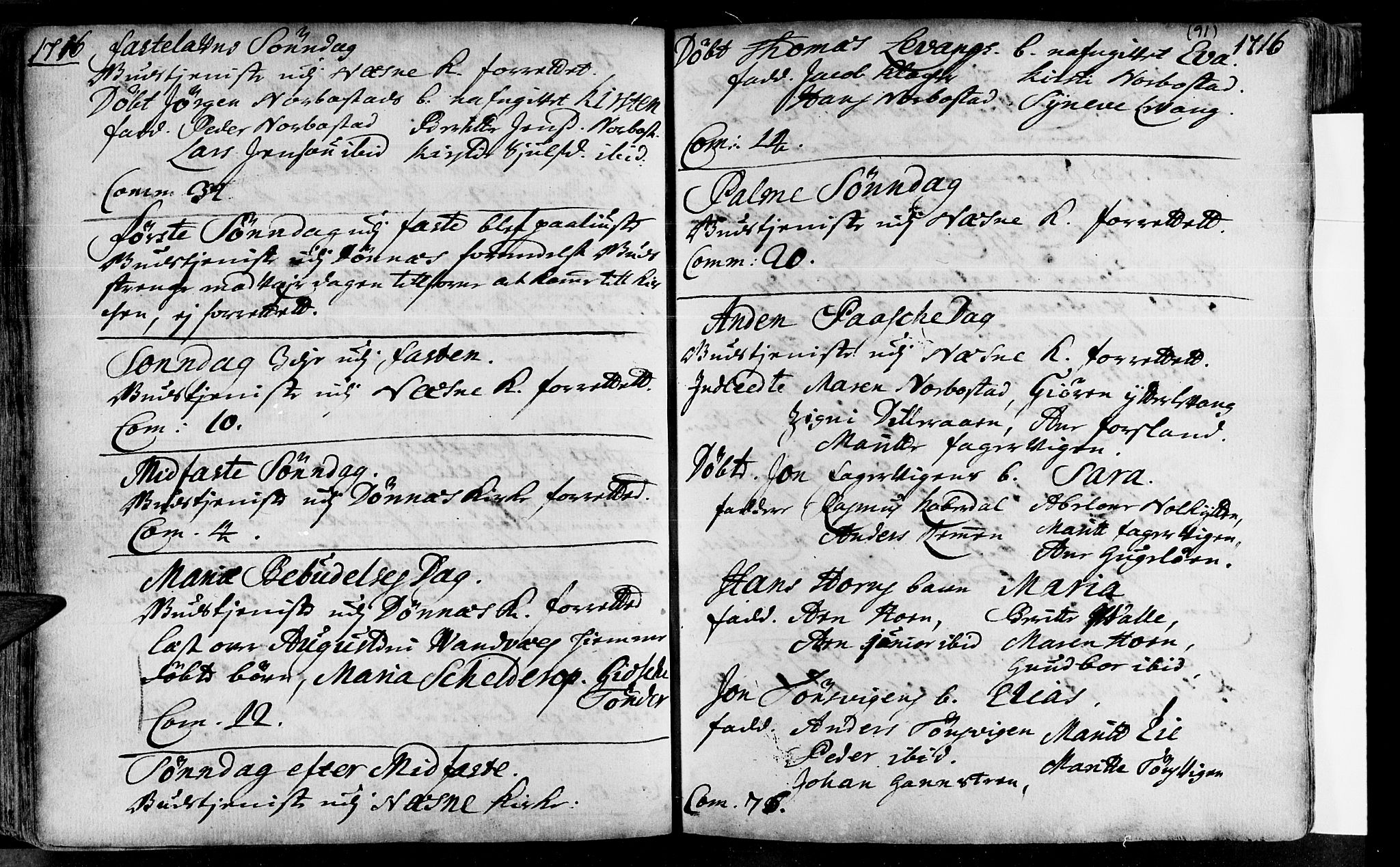 Ministerialprotokoller, klokkerbøker og fødselsregistre - Nordland, AV/SAT-A-1459/838/L0542: Parish register (official) no. 838A01, 1704-1737, p. 91