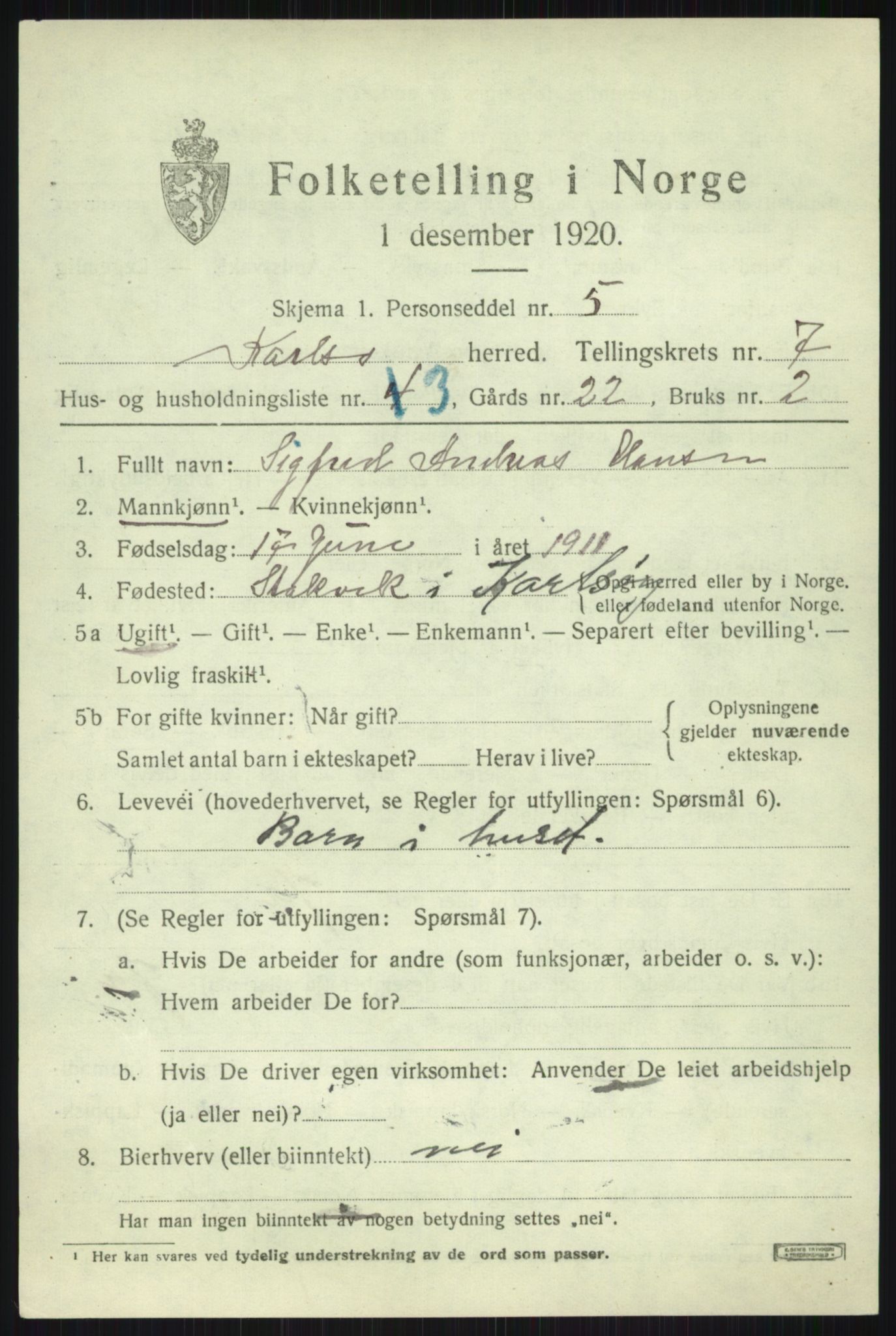 SATØ, 1920 census for Karlsøy, 1920, p. 2678