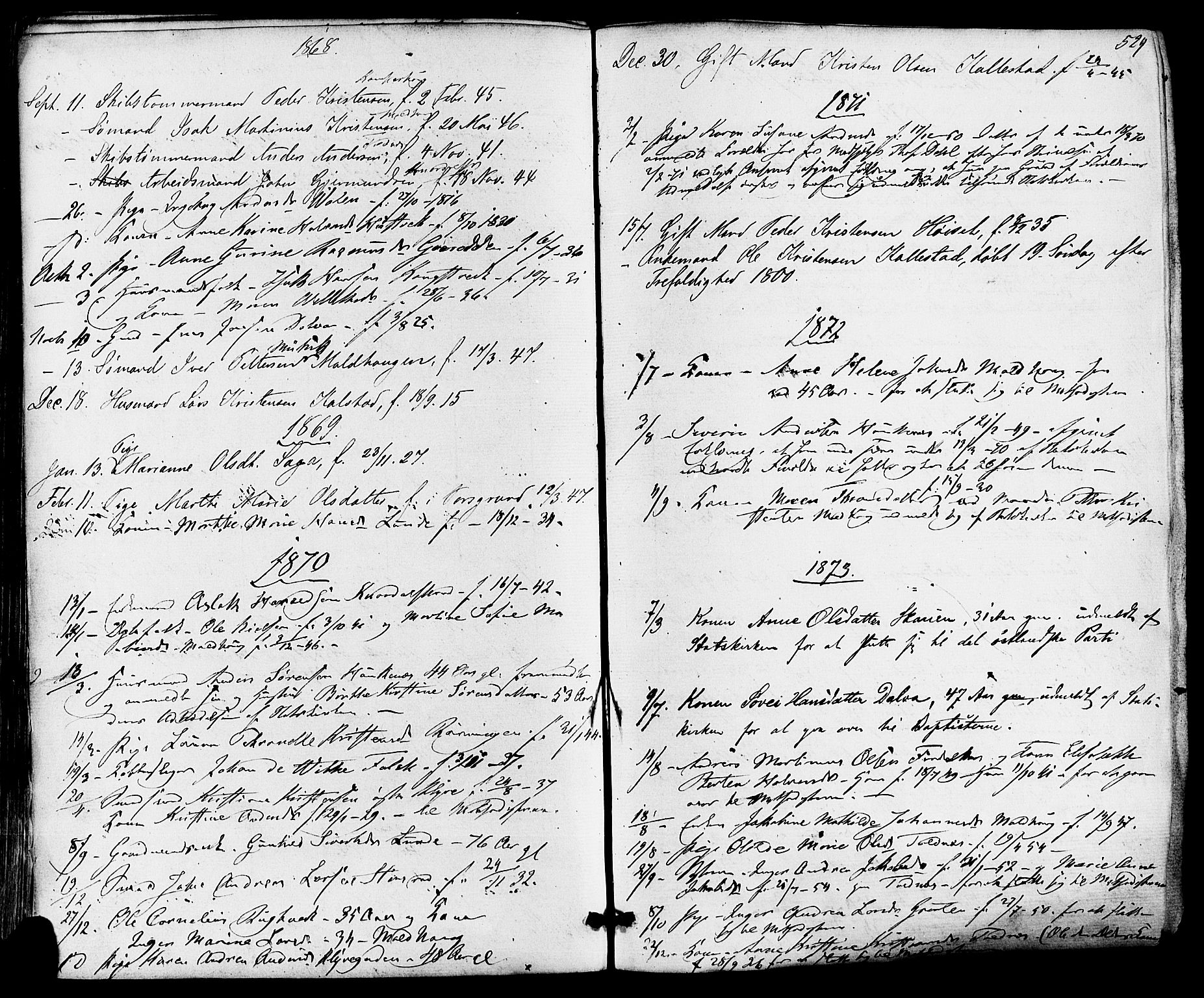 Solum kirkebøker, AV/SAKO-A-306/F/Fa/L0008: Parish register (official) no. I 8, 1865-1876, p. 529